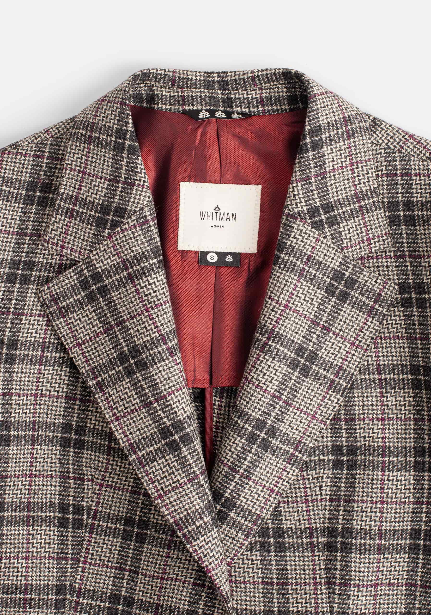 Blazer M Agatha Lana Cuadros Gris - Vino - miniatura 2
