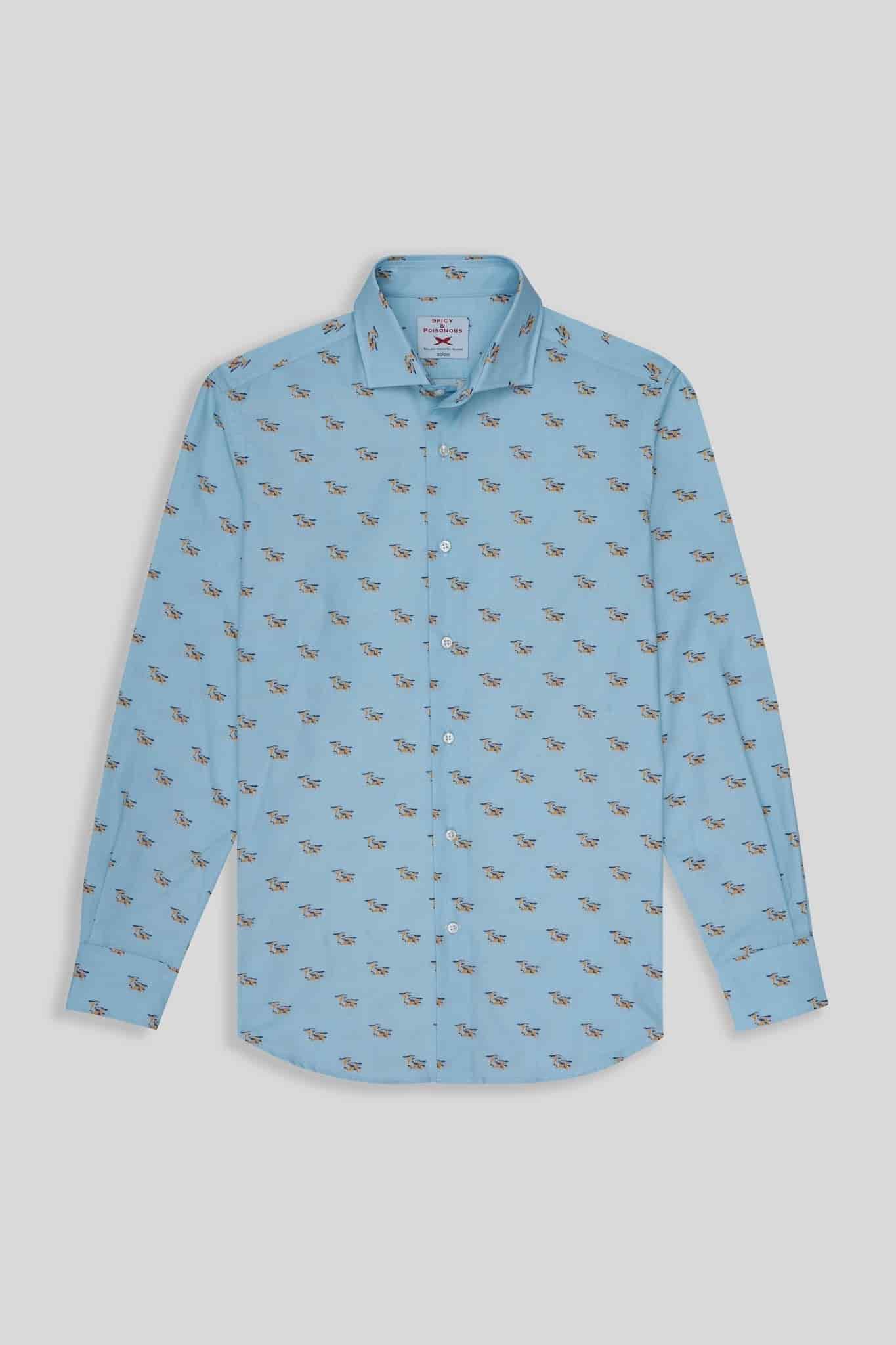 Men's cotton shirt sky blue lorenzo - miniatura 1