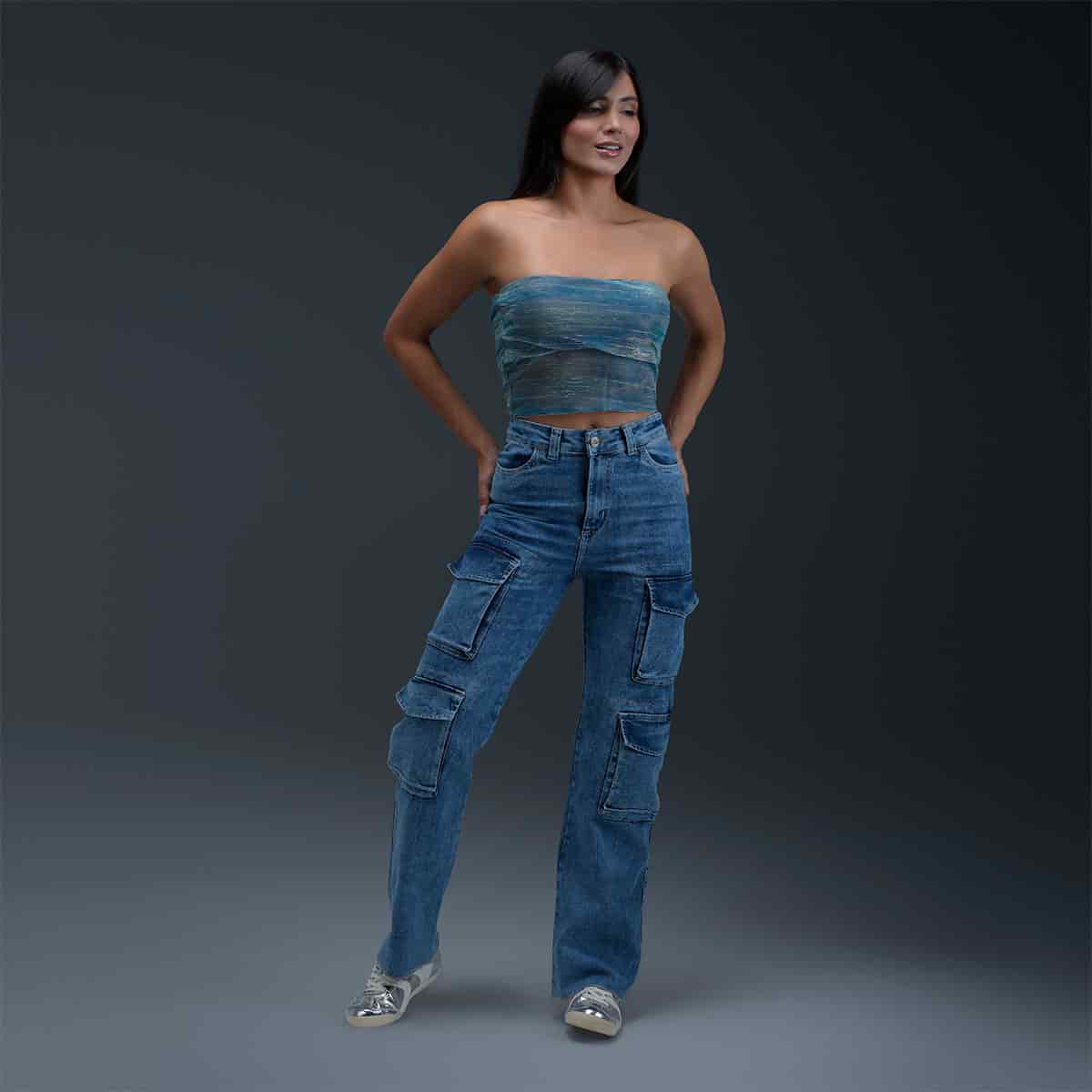 Jeans Cargo Azul Mujer - miniatura 4