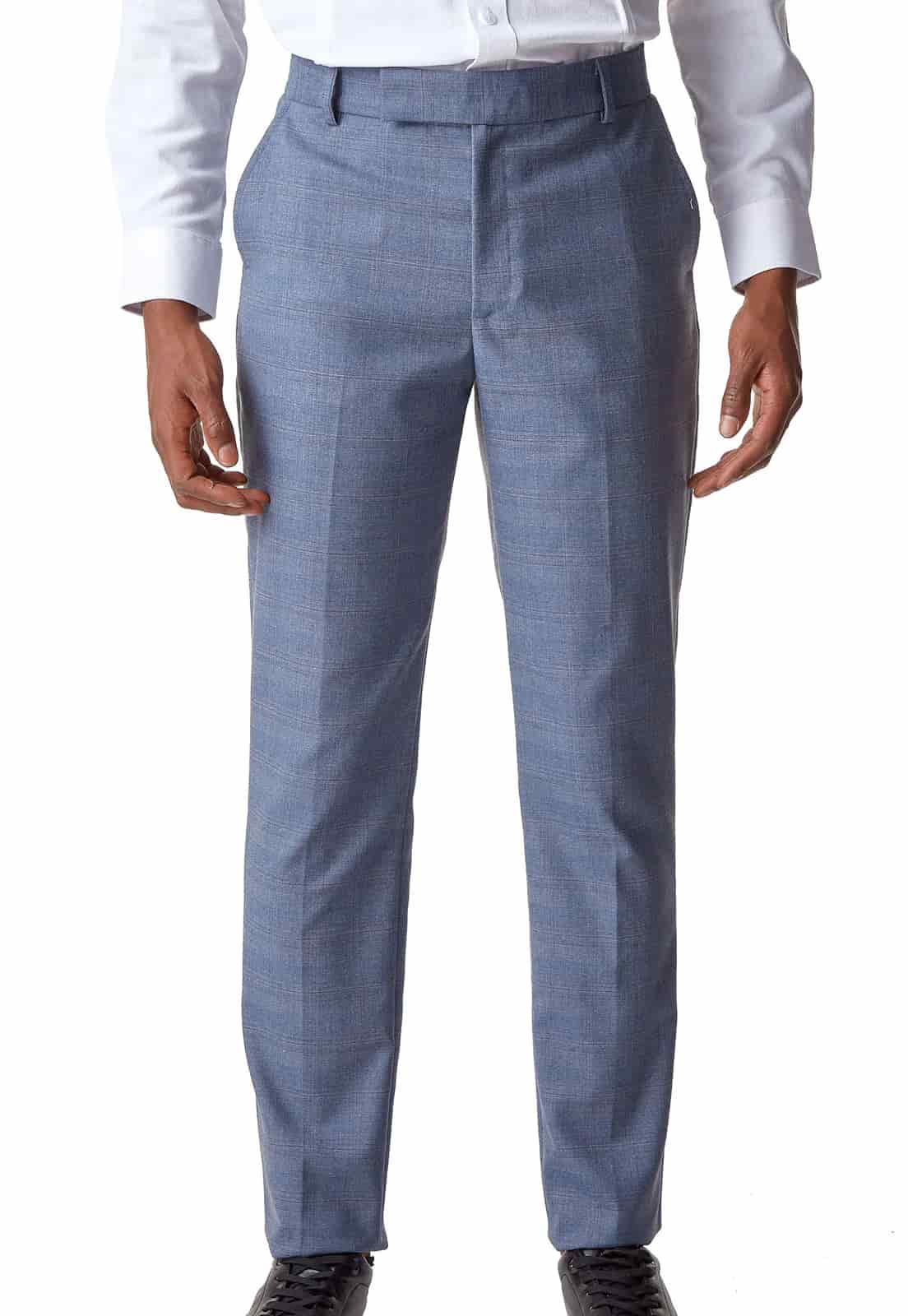 Pantalón azul formal a cuadros - miniatura 3