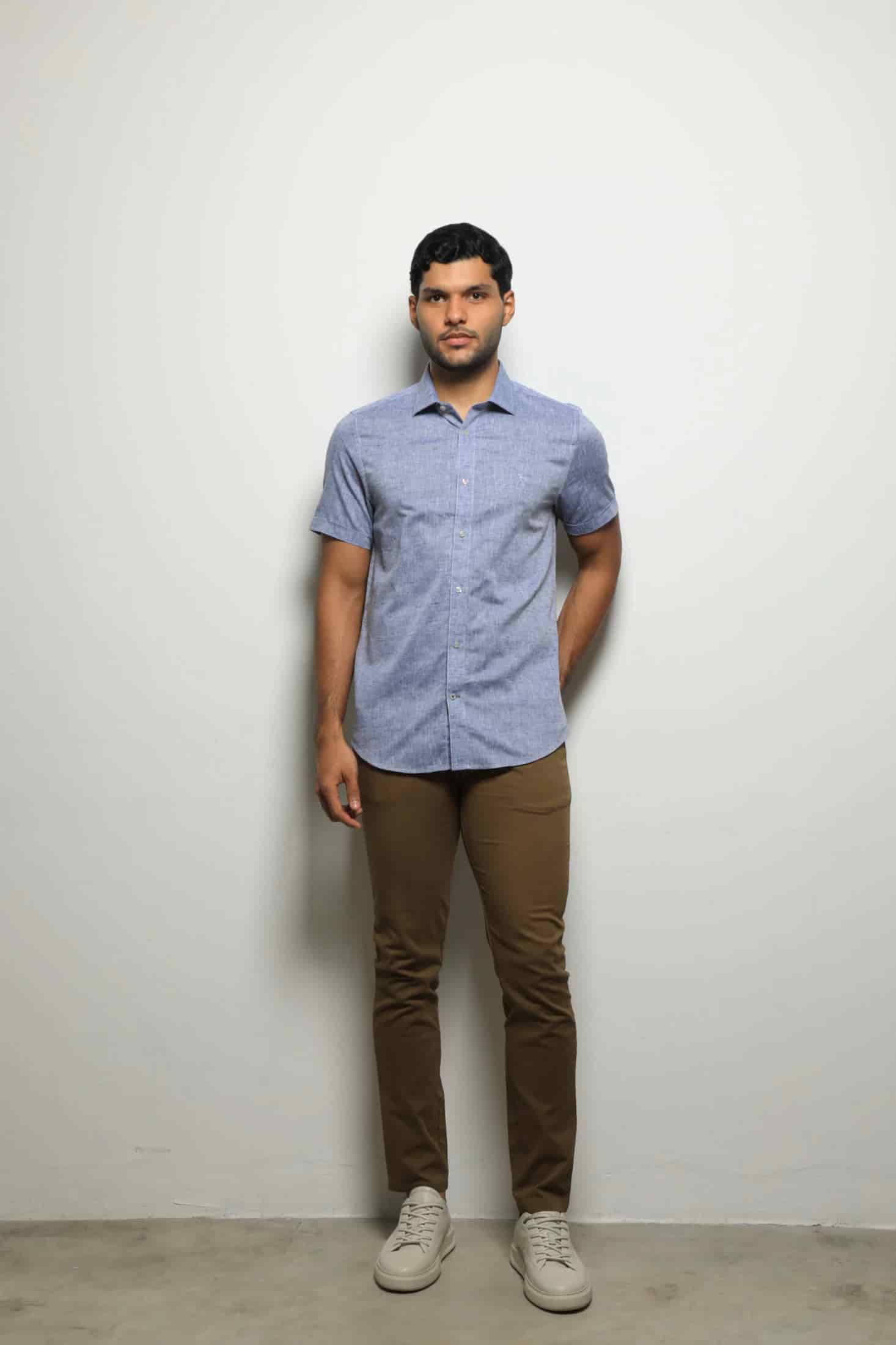 Camisa Manga Corta Navy Melange - miniatura 1