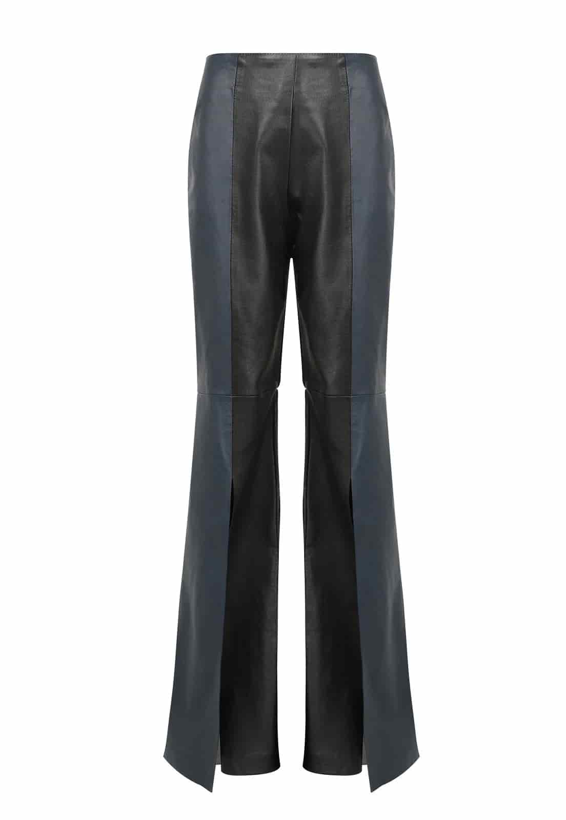 TWO-TONE LEATHER OPEN BOOT TROUSERS - miniatura 2