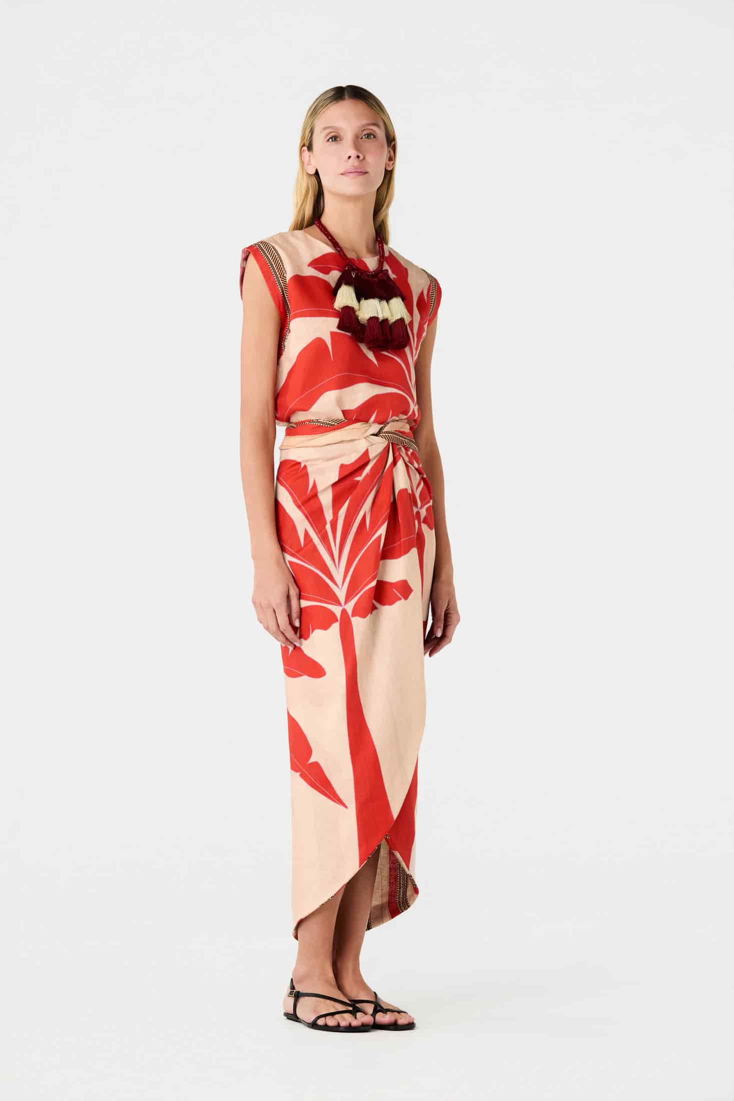 Montera Linen Top / Orange Palms - miniatura 2