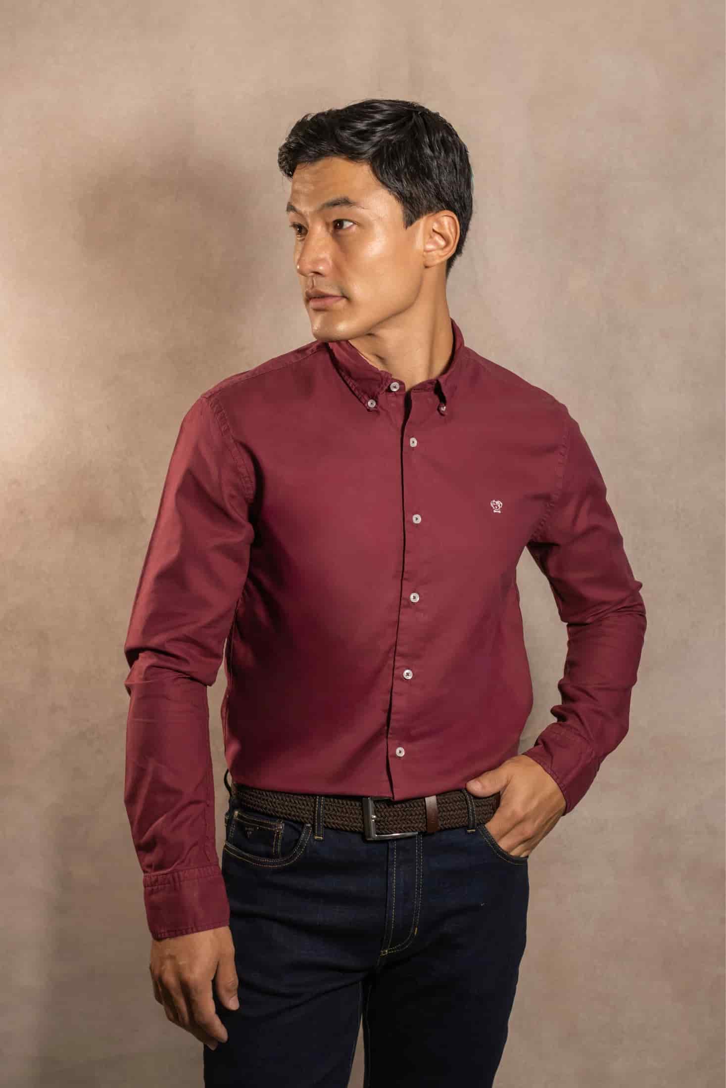 Camisa Antimanchas Oxford Vino - miniatura 1