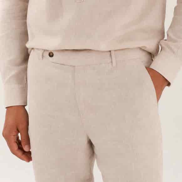 PANTALON CON PRETINA 100% LINO HOMBRE - miniatura 3