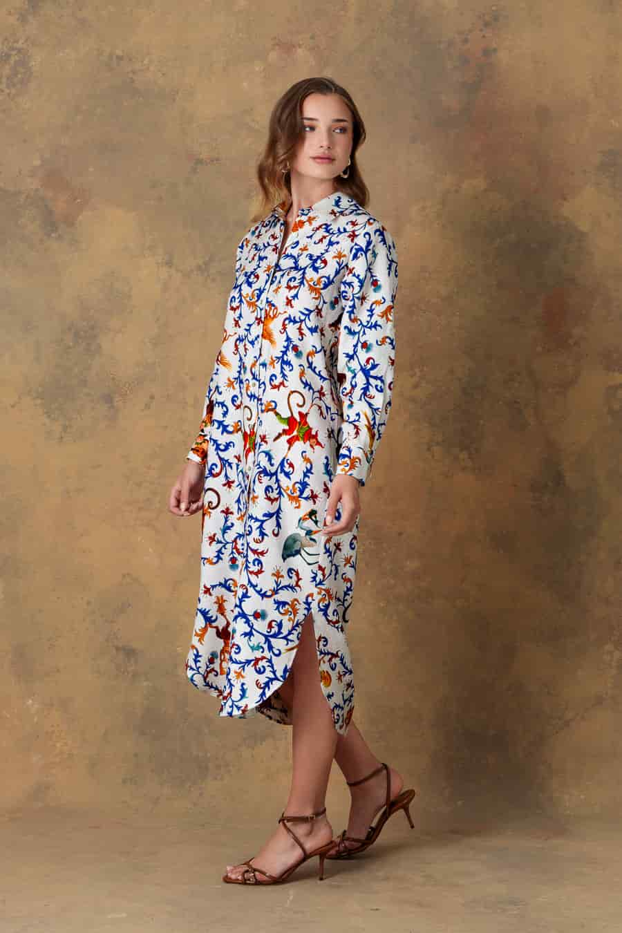 Women's dress linen chiron white - miniatura 3