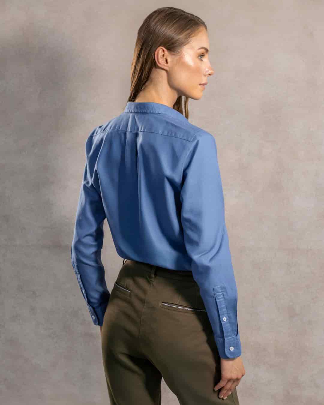 Camisa Antimanchas Oxford de Mujer Azul Chino - Talla Regular - miniatura 4