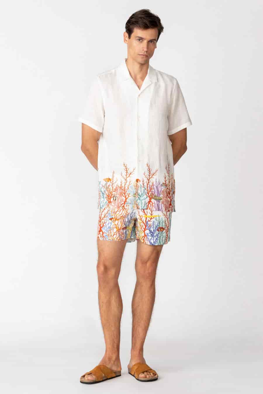 Men's linen shirt white vega - miniatura 1