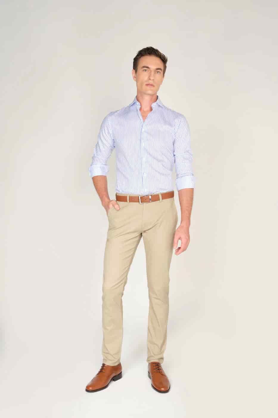 Camisa Slim Algodón Azul Rayas - miniatura 2