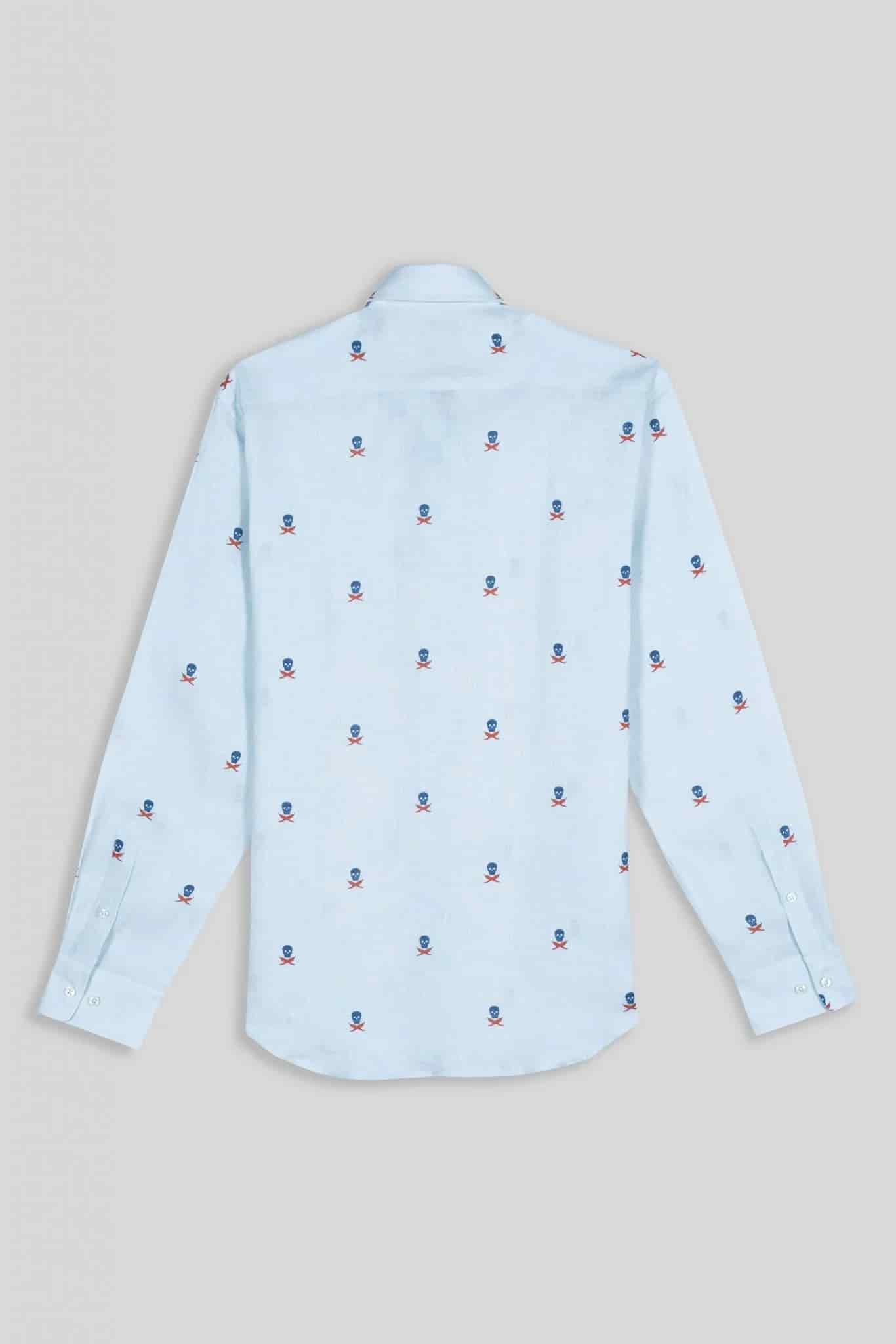Men's linen shirt separated skulls icement - miniatura 6