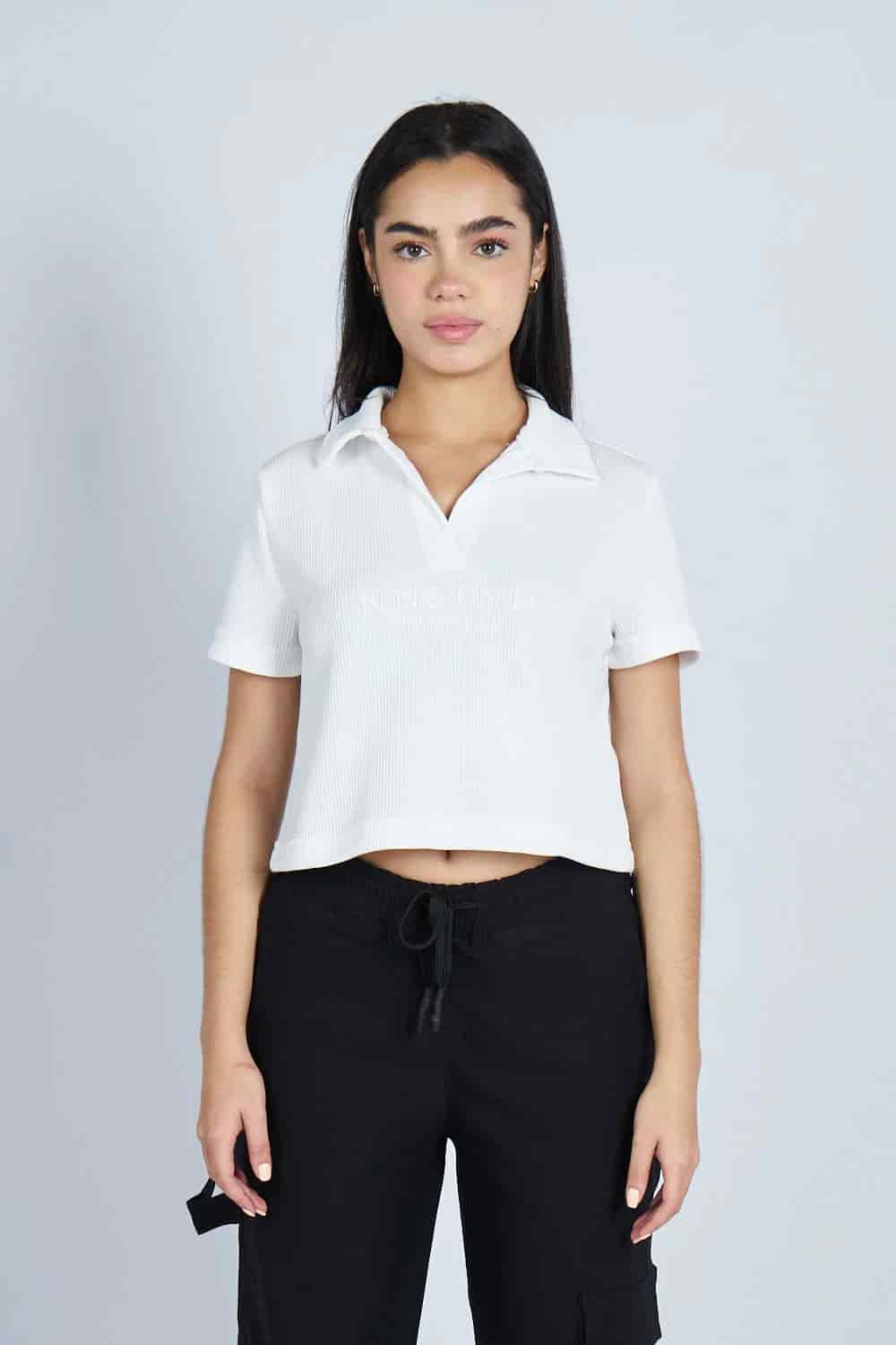 Lounge cropped Polo textura Blanca | Drop 03 | - miniatura 1