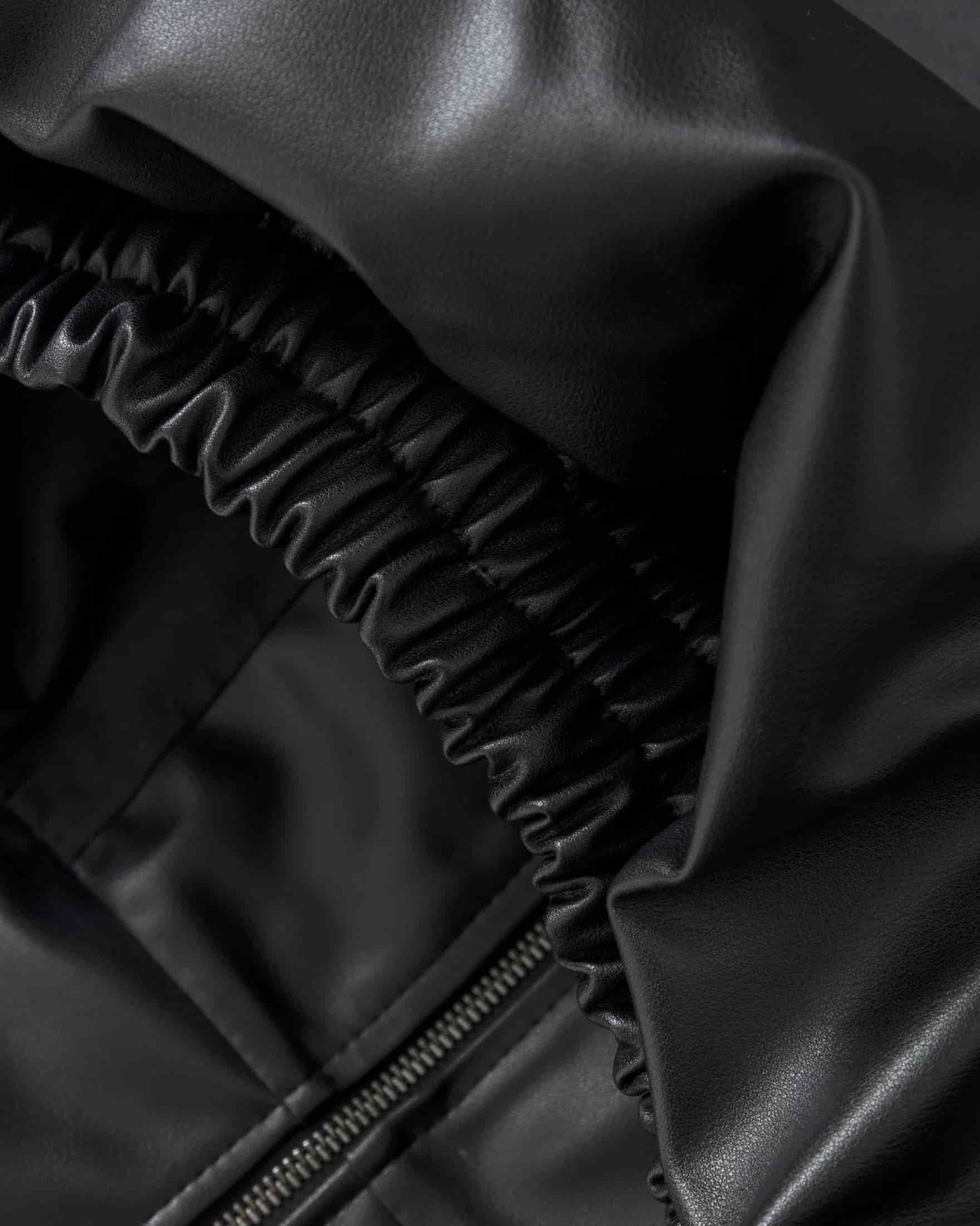 Basics UNDRGLD Leather Zip Up Hoodie Jacket Black - miniatura 7