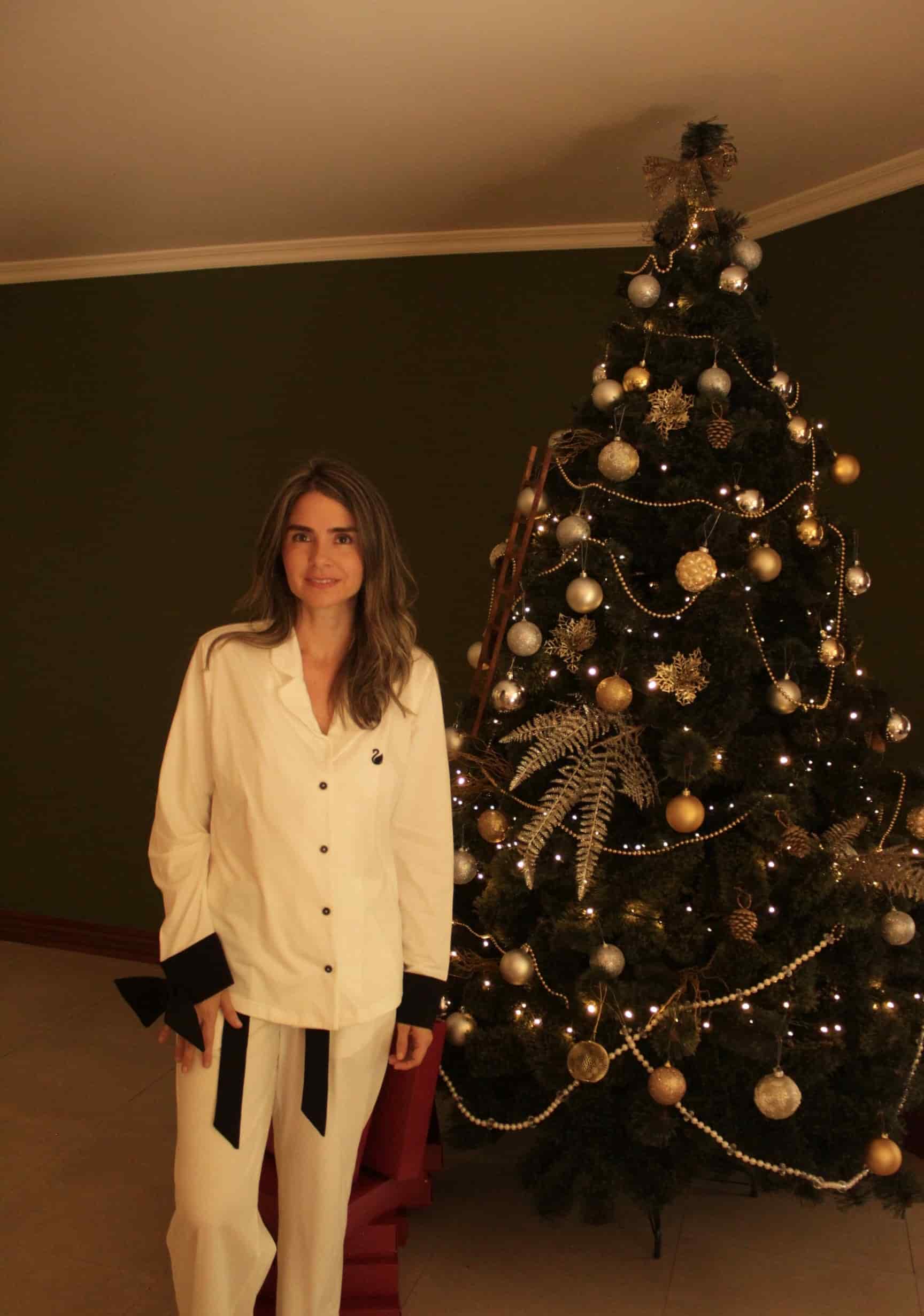 PIJAMA NOCHE OTOÑAL IVORY/BLACK BOW - miniatura 1