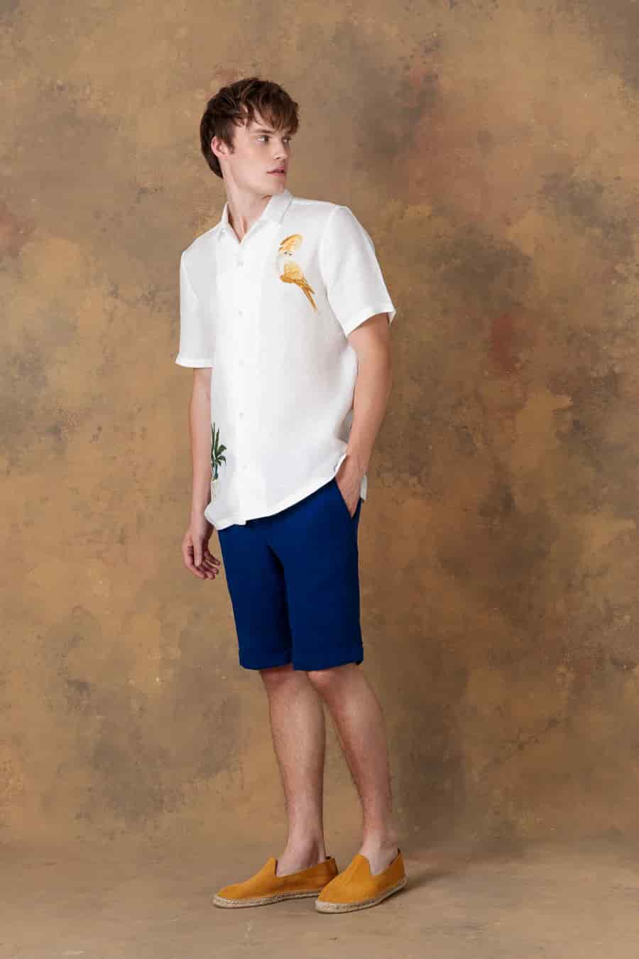 Men's linen bermuda navy - miniatura 2