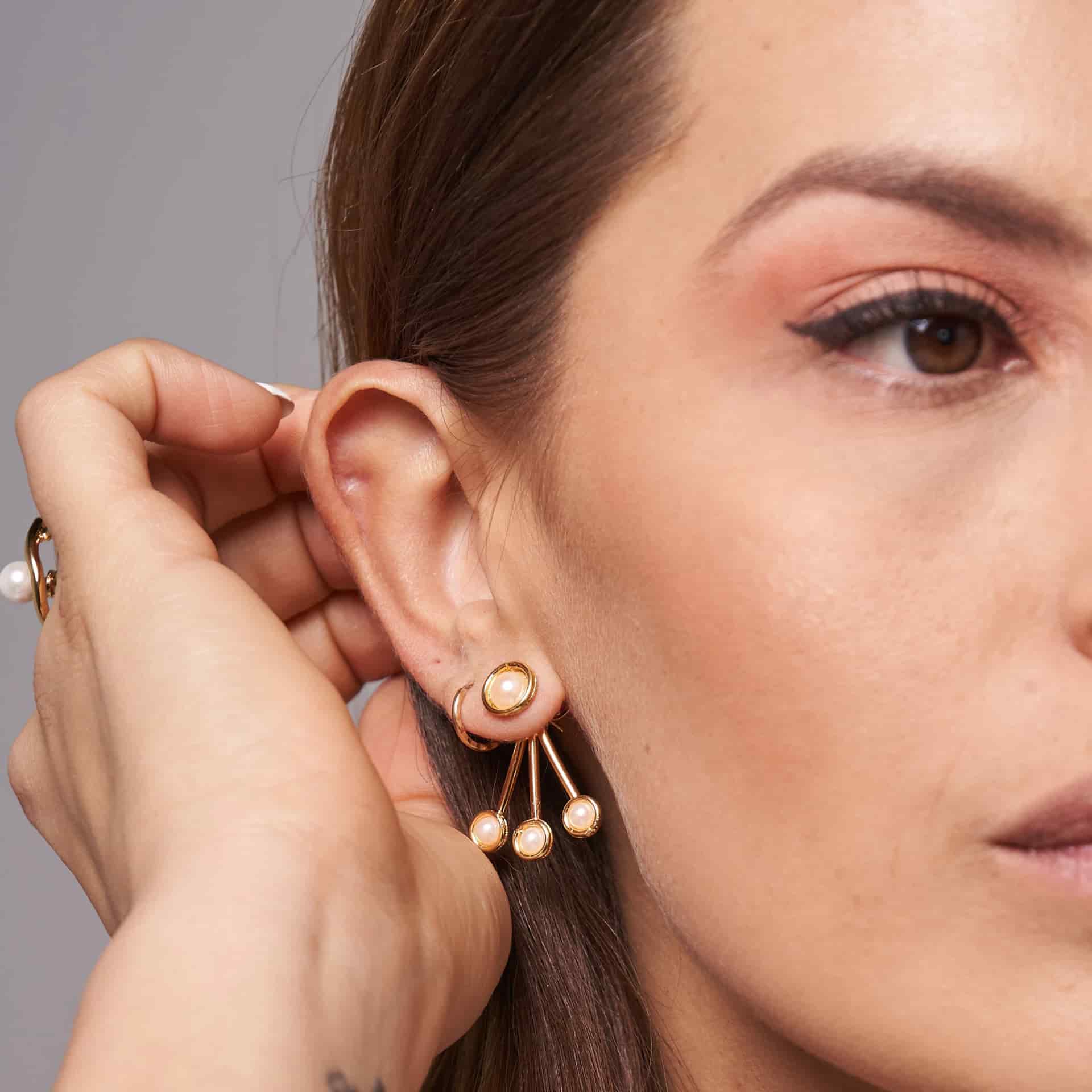 Triple Pearl Duo Studs - miniatura 2