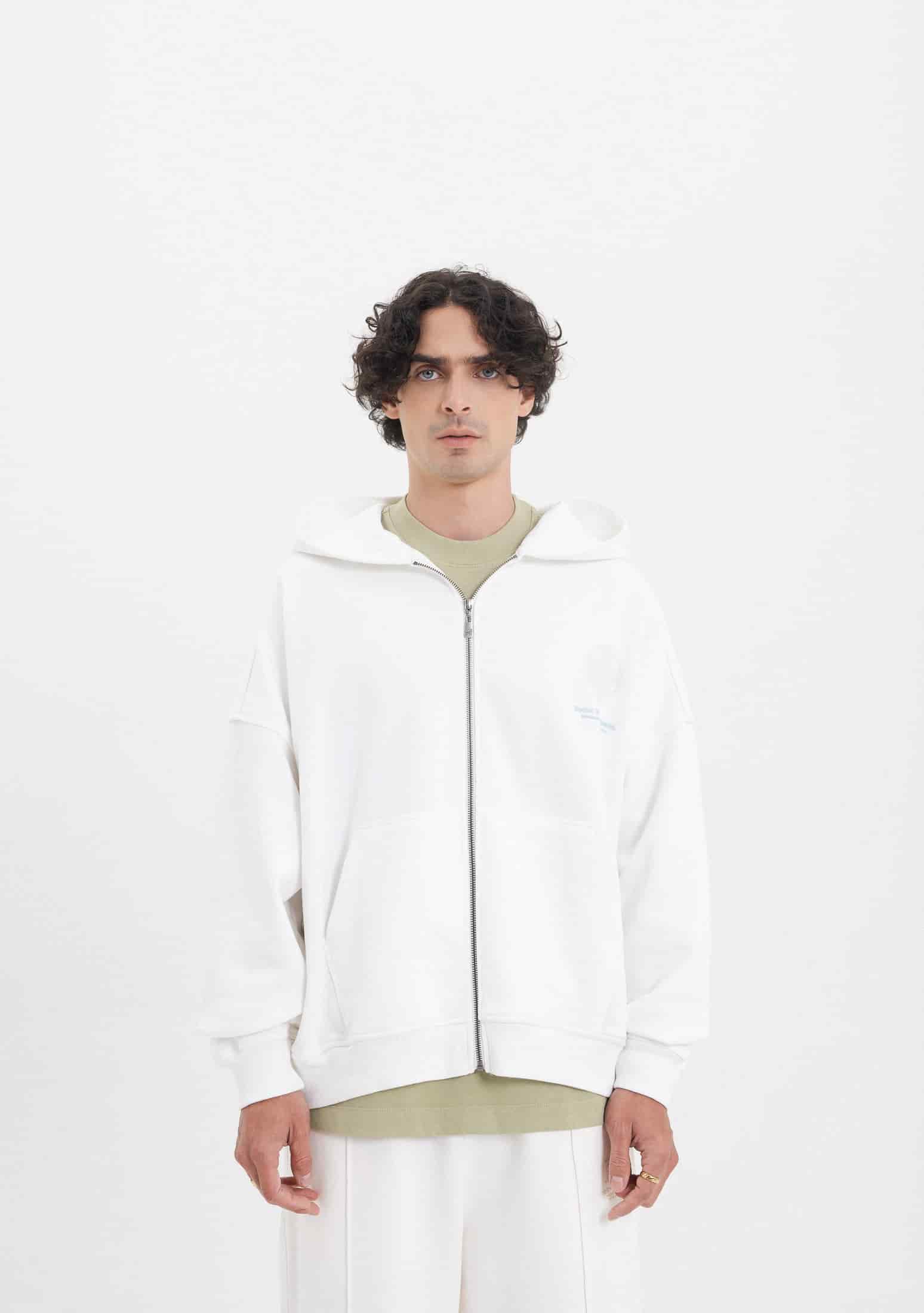 Across The Lines White Zip Hoodie - miniatura 2