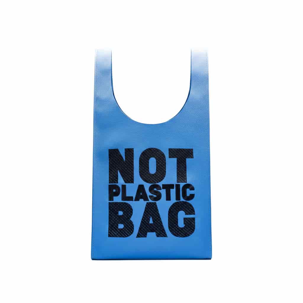 PLASTIC BAG MIDI - azul CERULEO x bordado negro - miniatura 1