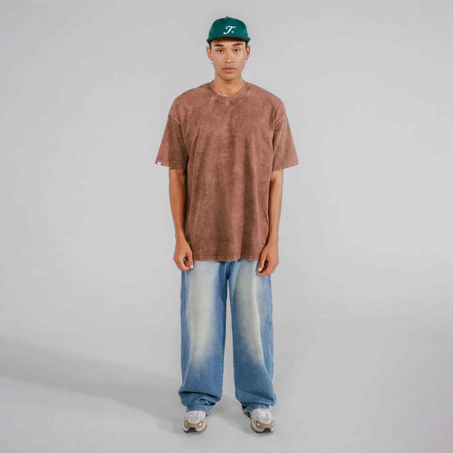 Oversized Washed T- Shirt - Brown - miniatura 7