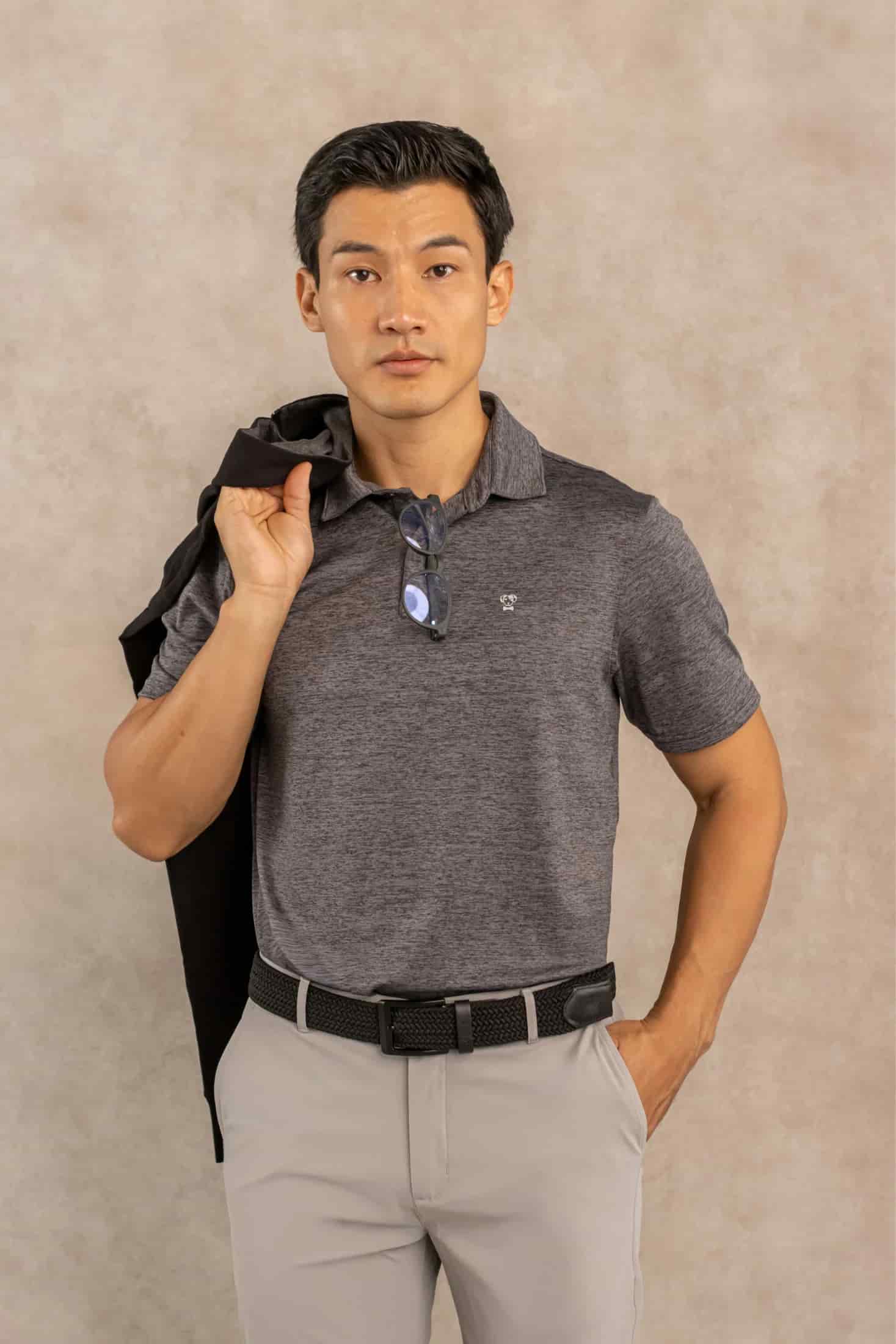 Polo Performance Antiarrugas Gris Jaspe - miniatura 5
