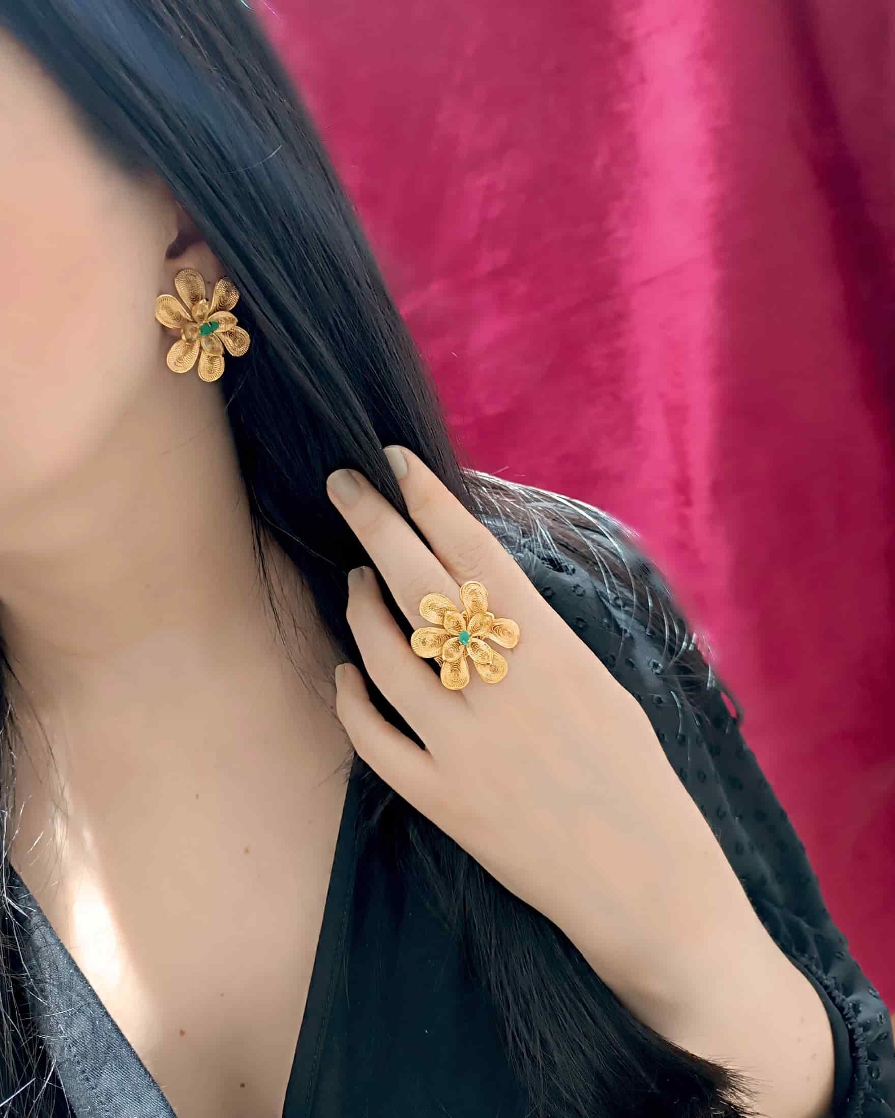 Anillo maxi en filigrana con esmeralda Belen - miniatura 2