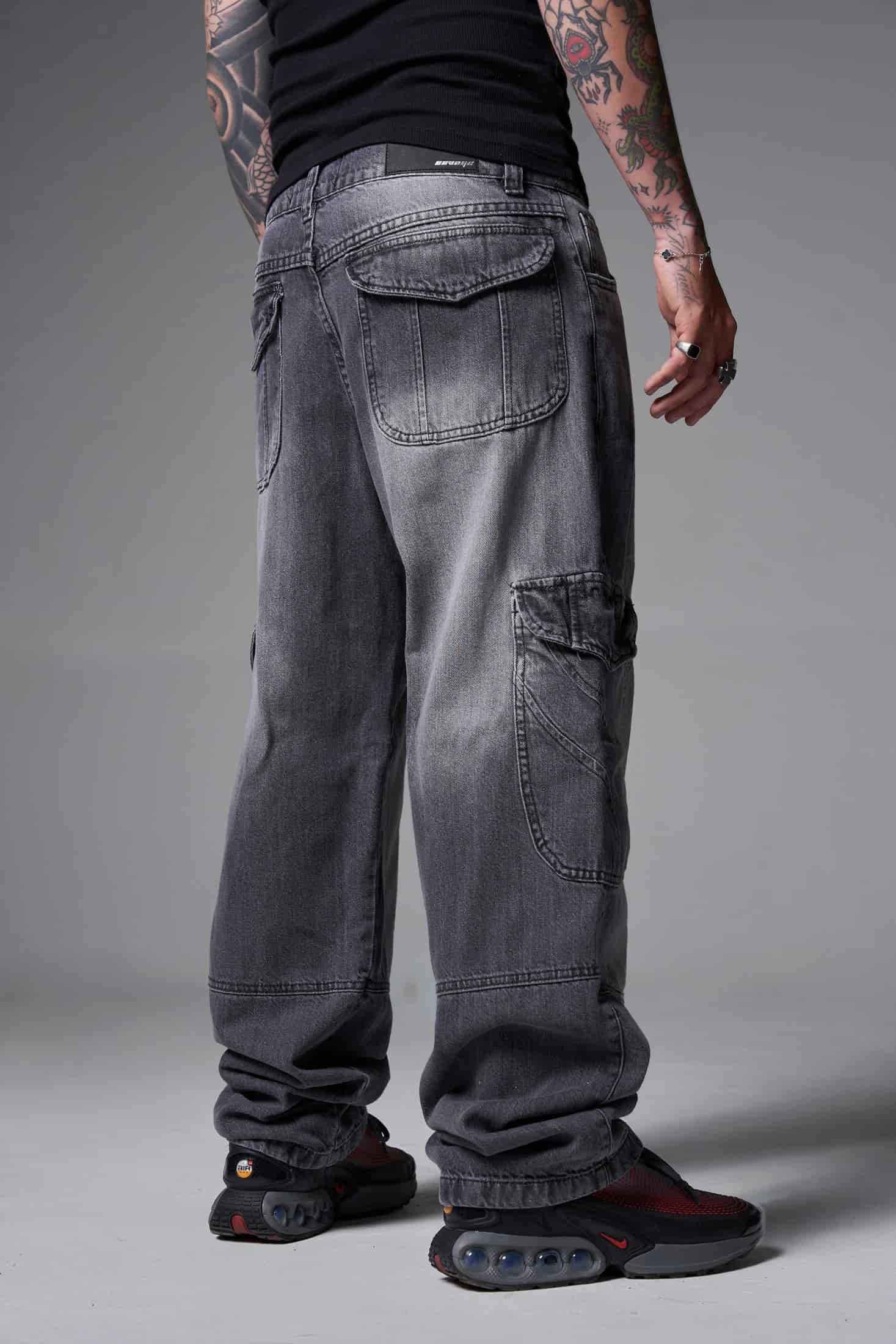 JEANS BAGGY 2 BOLSILLOS  1 CORTE GRIS CLARO - miniatura 3