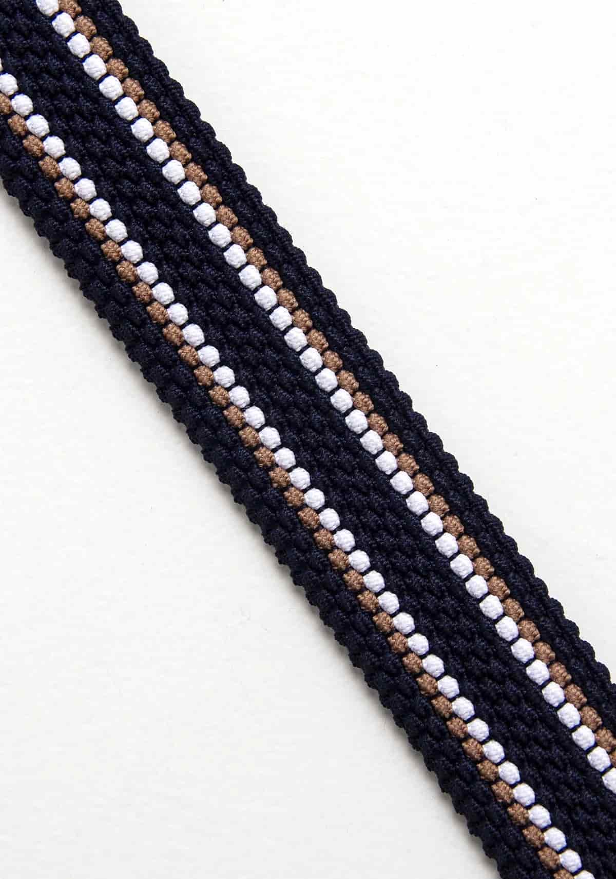 Cinturón Reversible Elástico Azul Oscuro - Color Block Kaki Blanco - miniatura 2