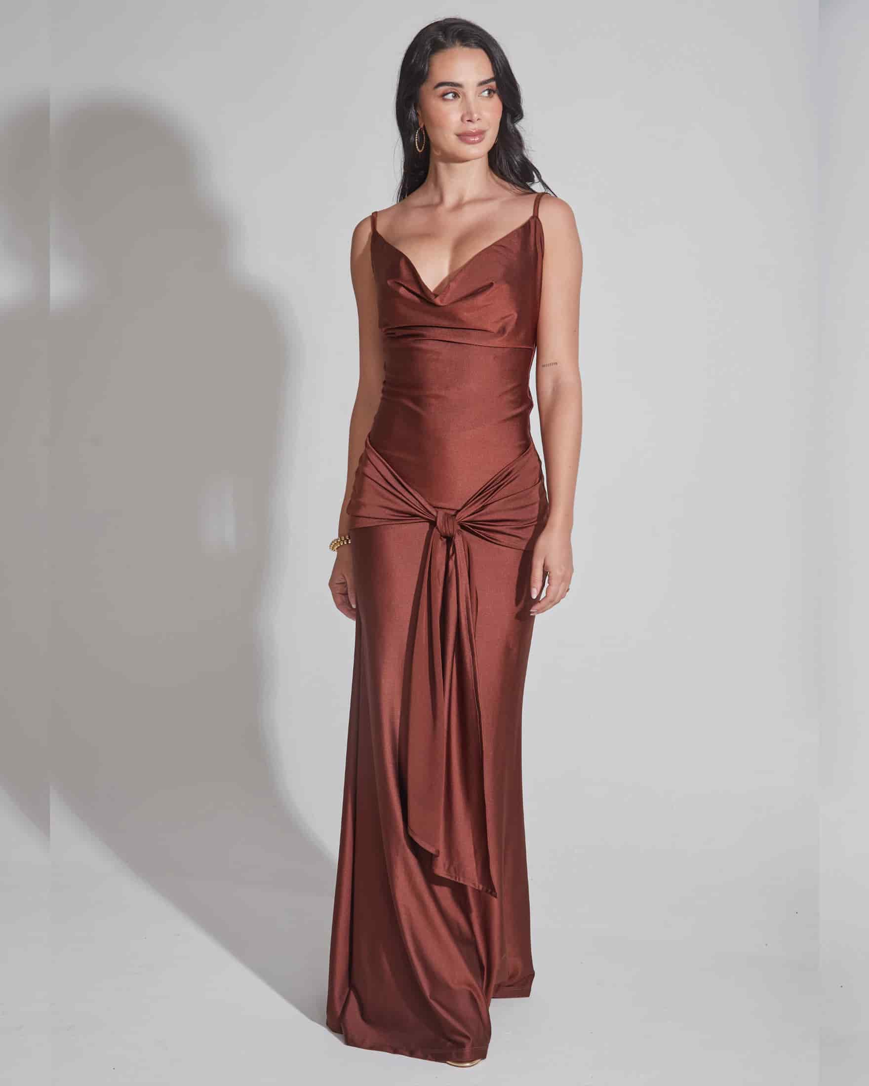 Vestido de Fiesta Drapeado Anudado - miniatura 1