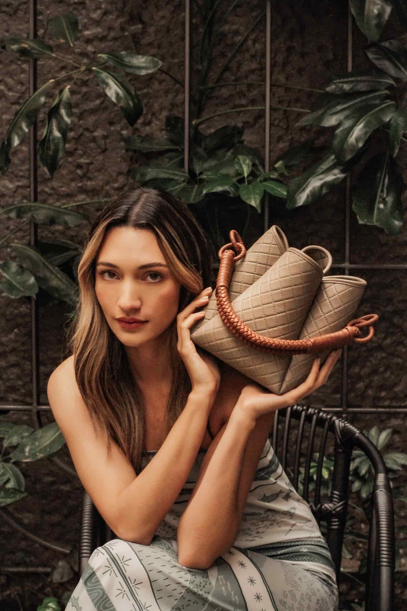 Tulip Bucket Bag, Taupe & Brandy - miniatura 4