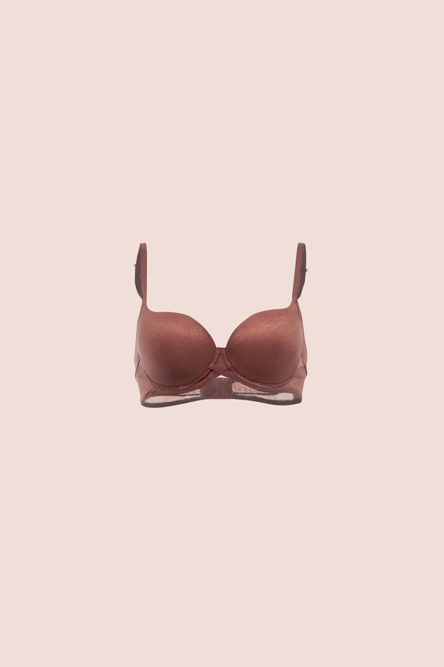 BRASIER CON COPA Y ARO INVISIBLE ULTRA COMODO ALMA LIMPIA MARRON - miniatura 1