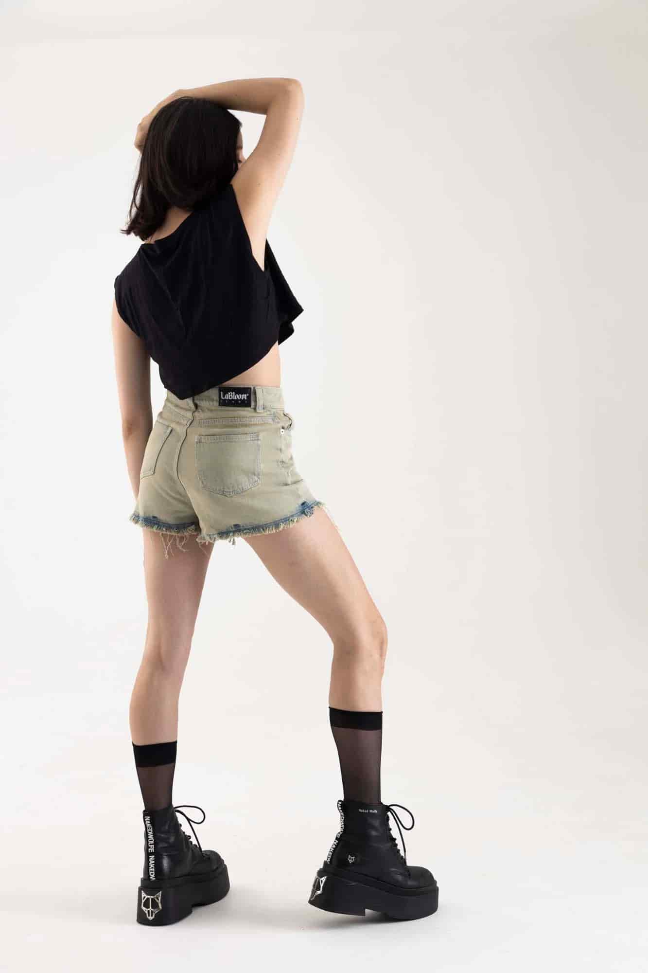 BLACK ACID DENIM SHORT - miniatura 20
