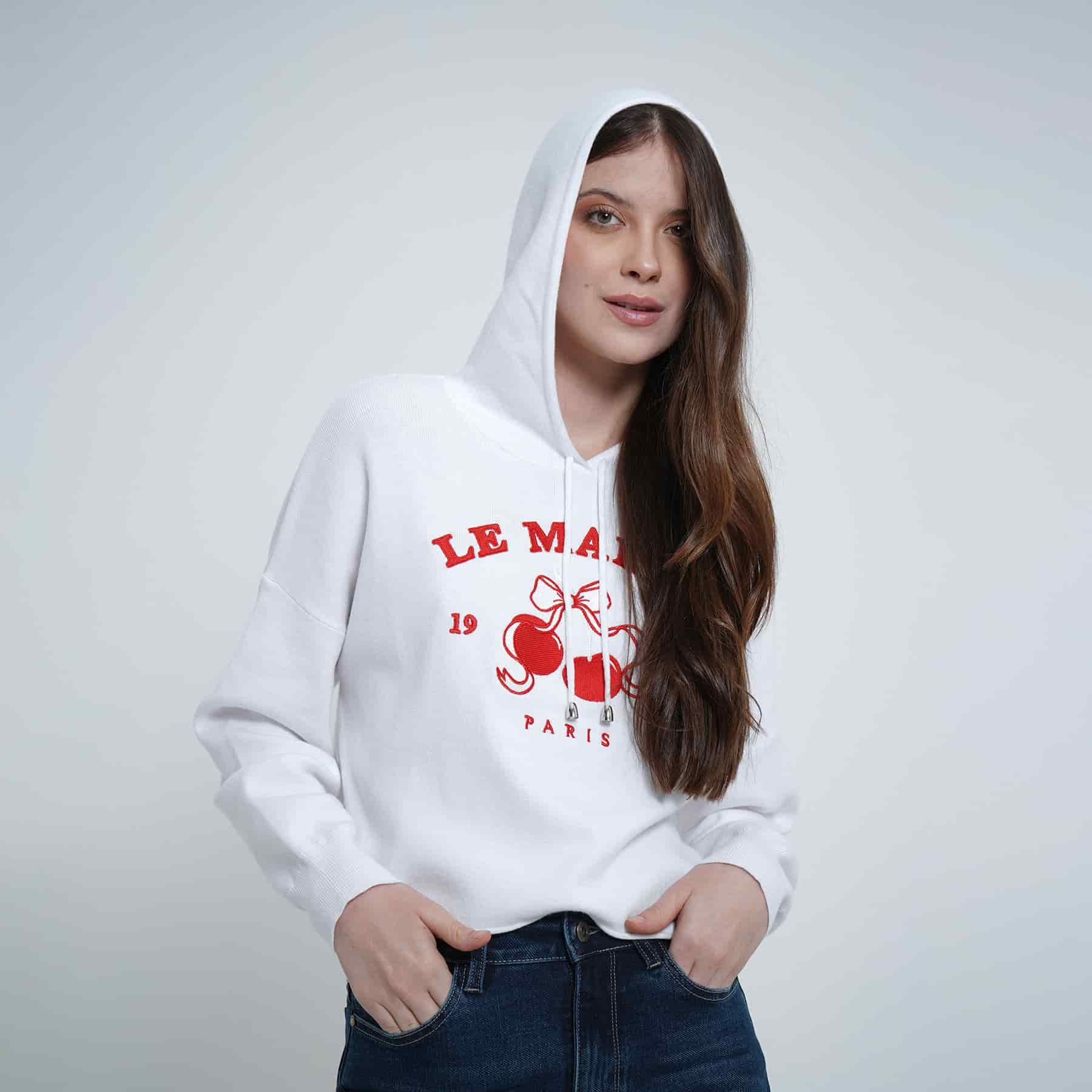 Buzo sudadera crop con capucha bordado Berry - miniatura 2