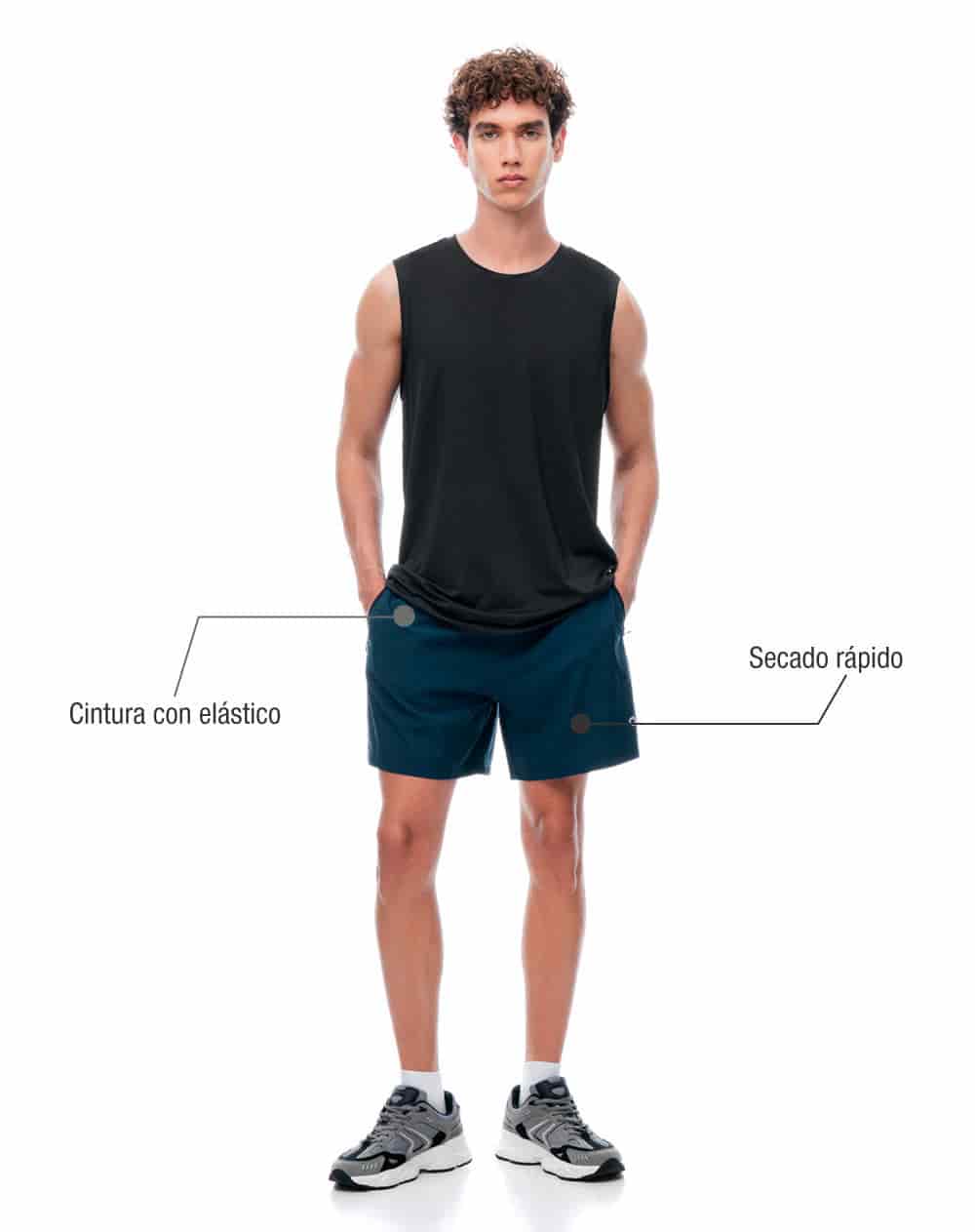 Pantaloneta deportiva azul hombre - miniatura 2