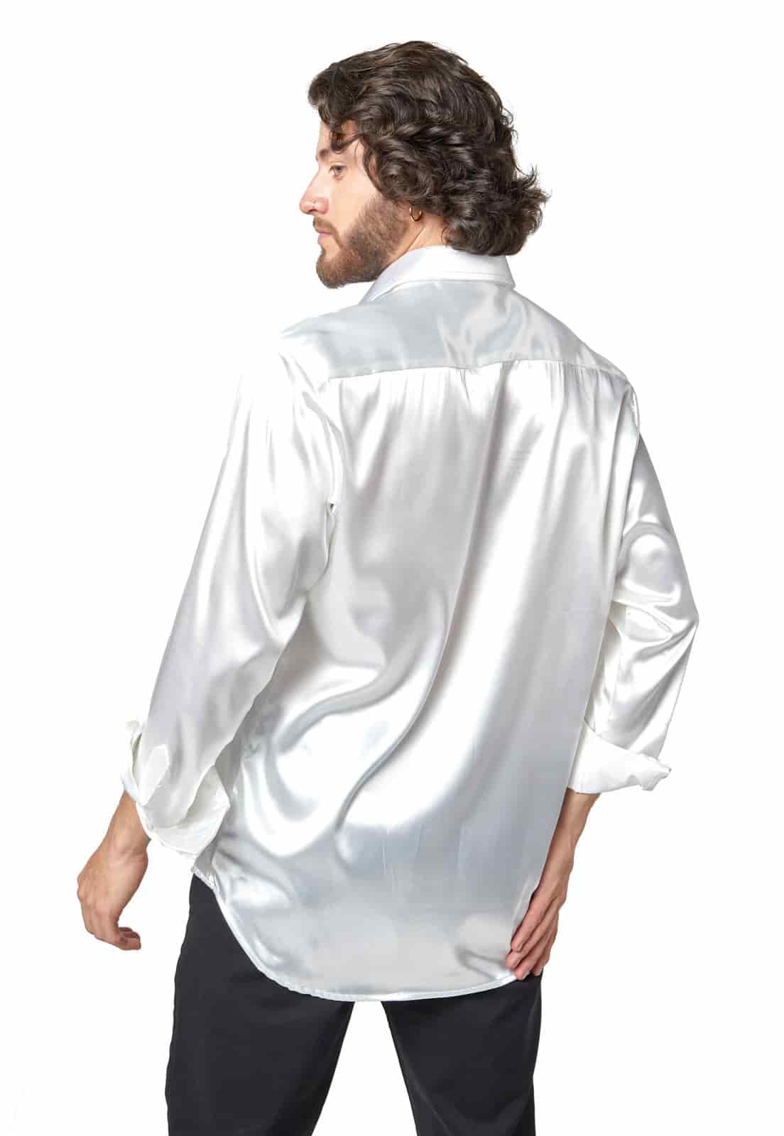 Camisa blanca en satin - miniatura 2