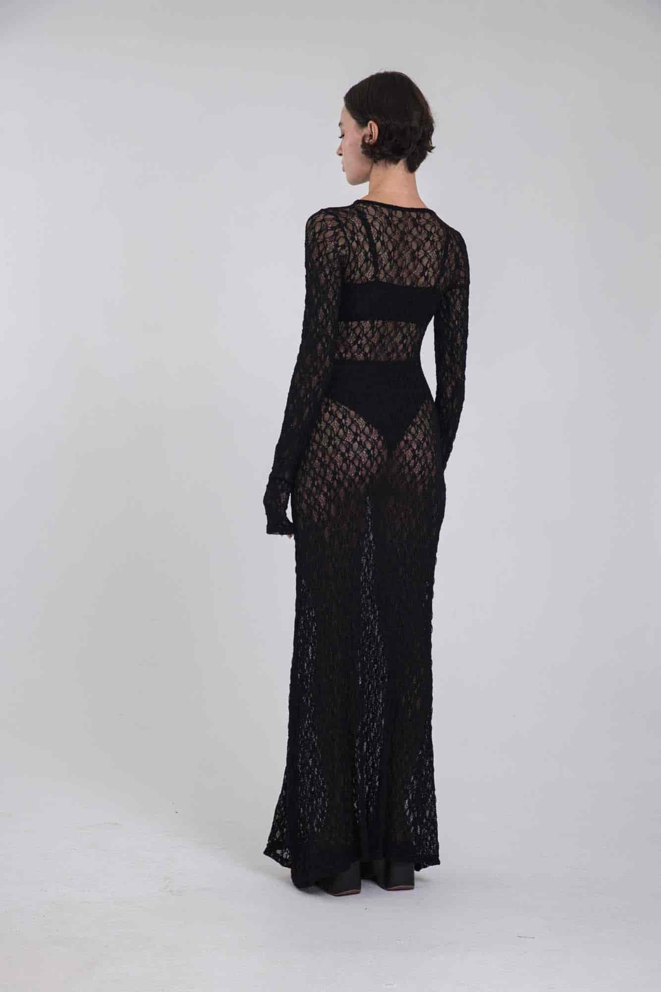 VITTORIA BLACK LACE DRESS - miniatura 2