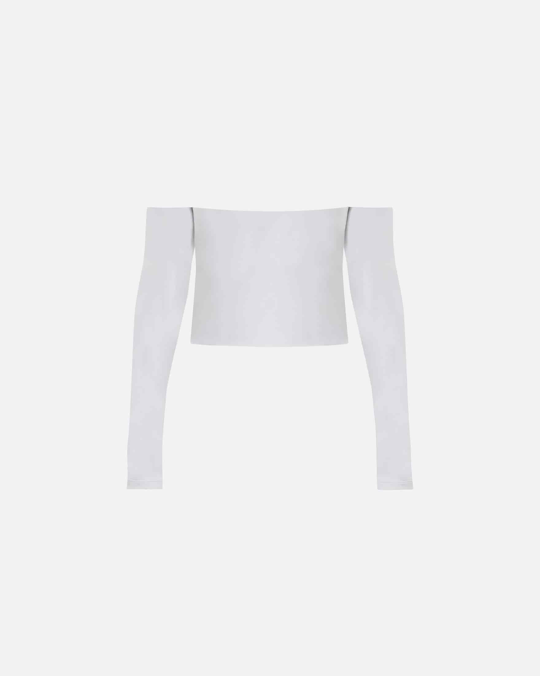 Basics Off Shoulder Long Sleeve Top White - miniatura 3
