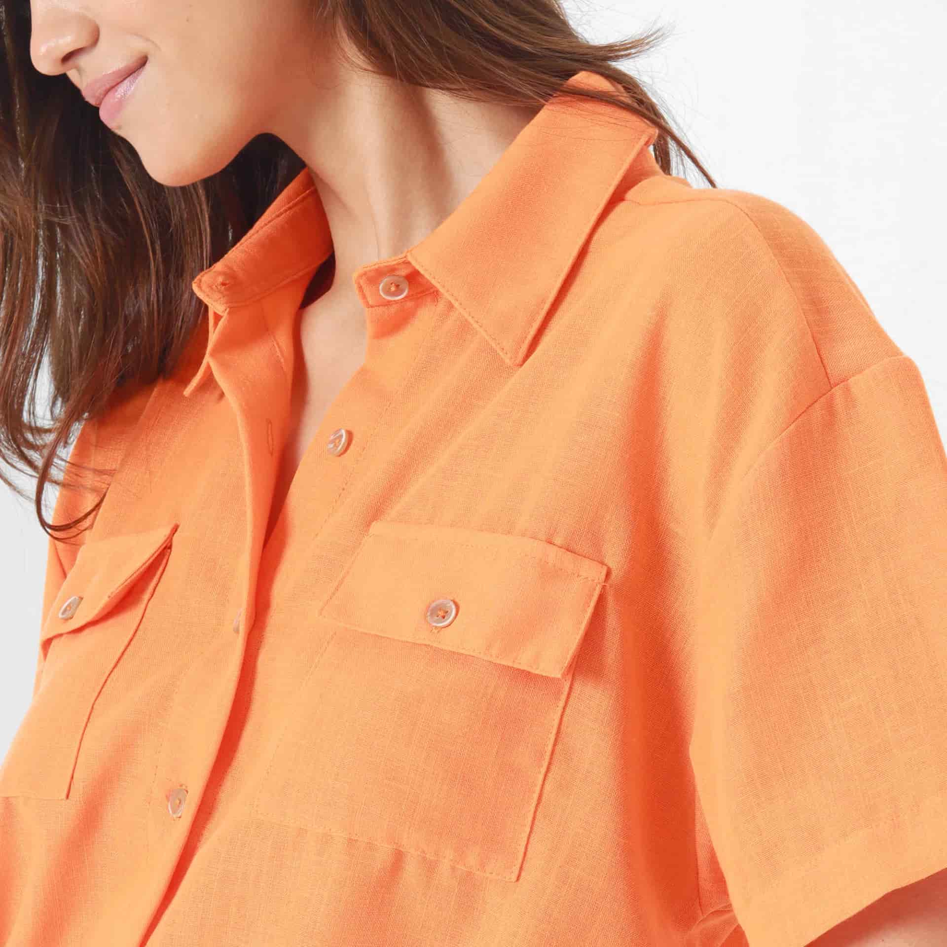 Blusa Cuello Camisero Manga Corta - miniatura 8