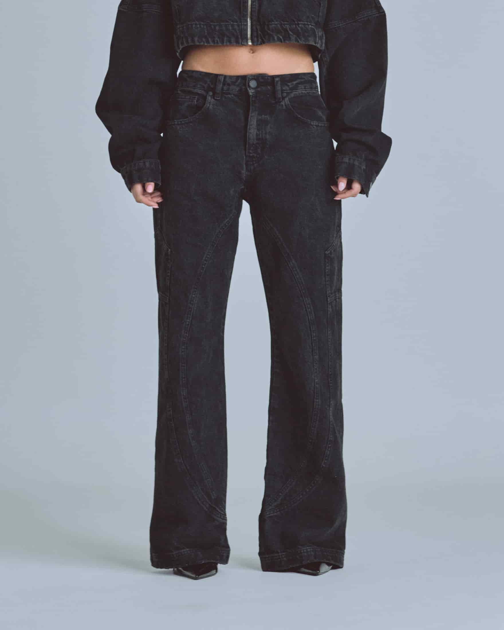 W Basics UNDERGOLD Panelled Wide Jeans Black - miniatura 7