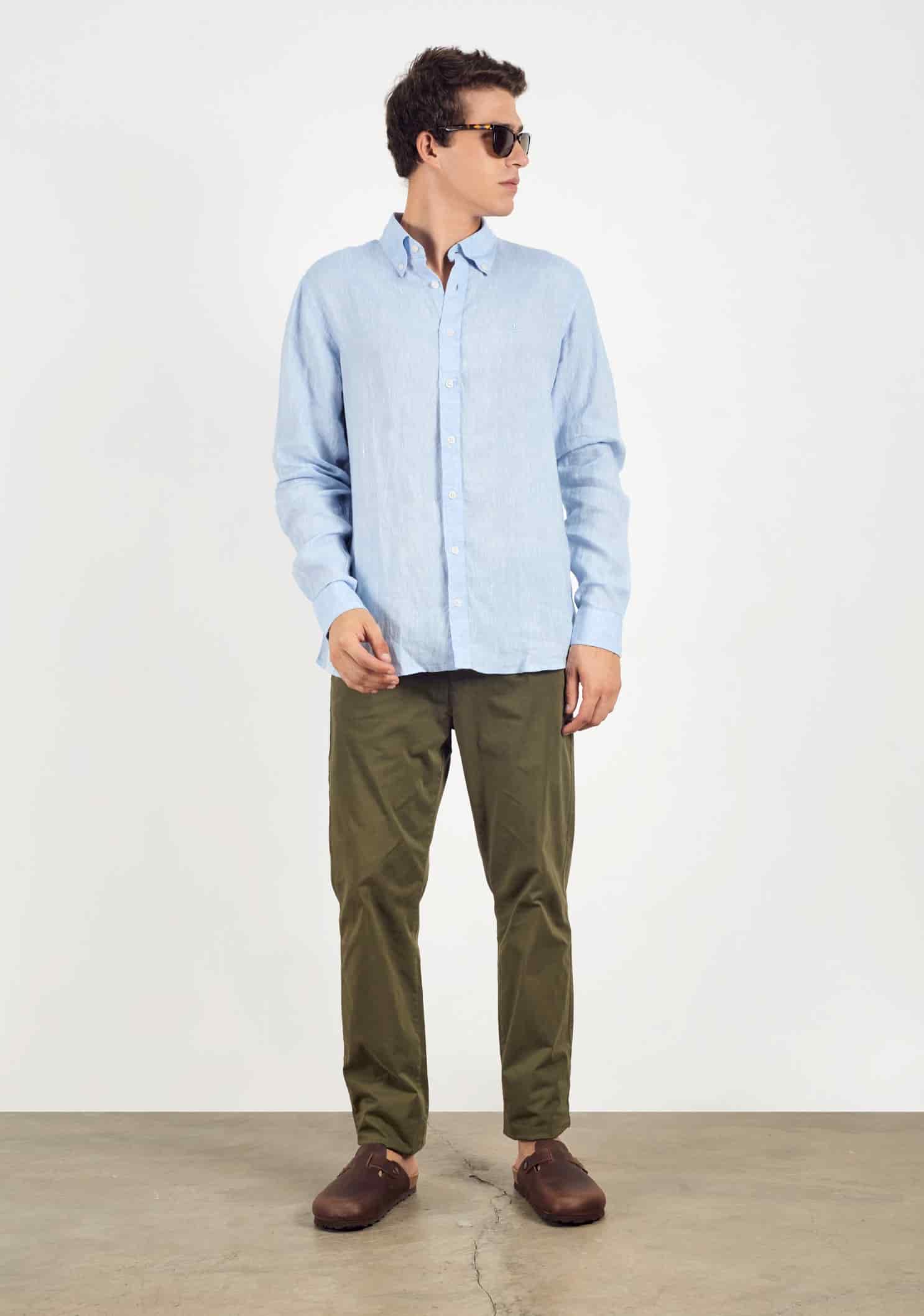 Camisa Lino CBD Azul Celeste L-Atn - miniatura 5