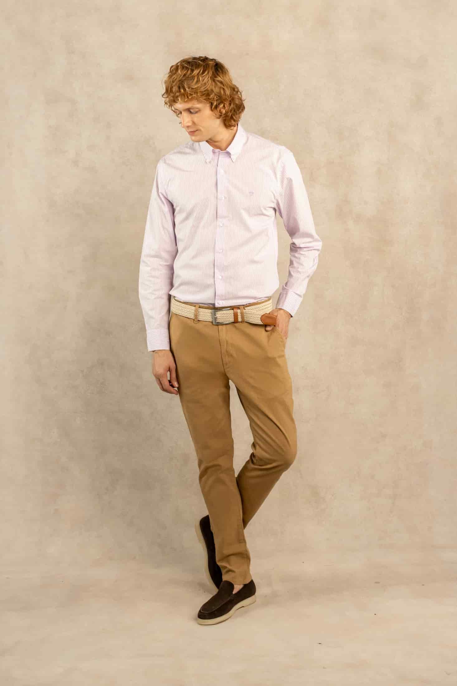 Camisa Antimanchas Popelina Rayas Lilac Logo Contraste - miniatura 5