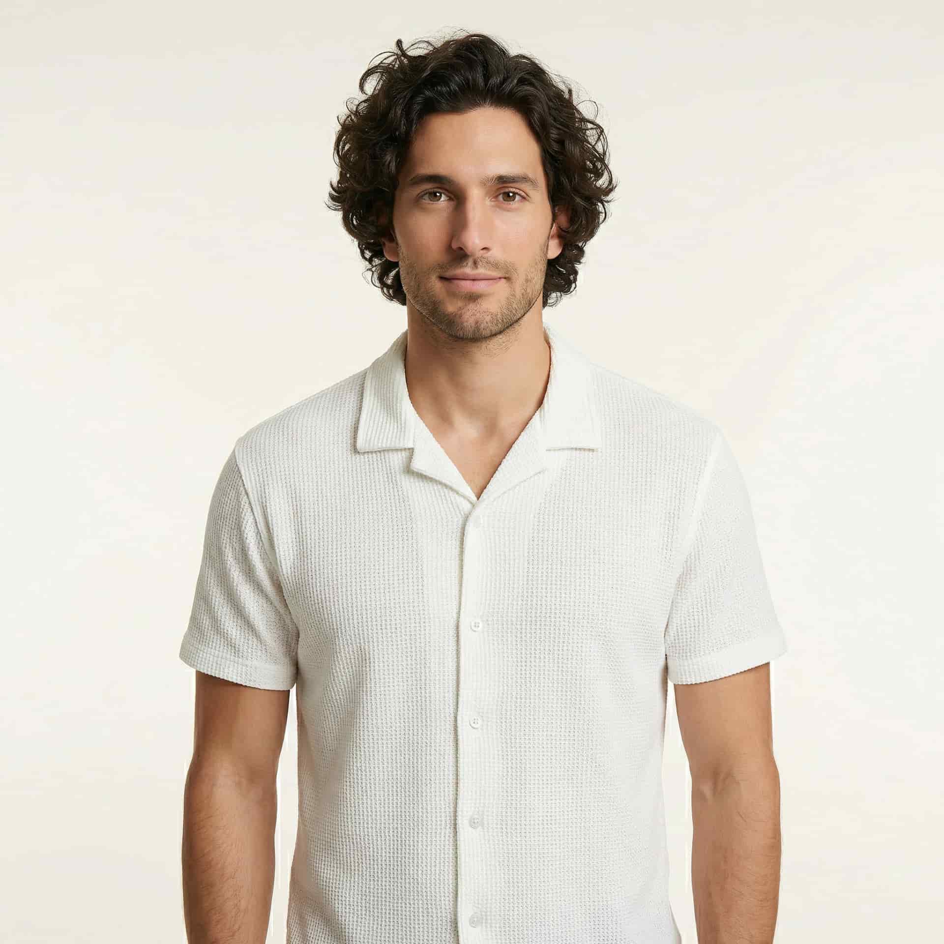Camisa Texturizada Bowling Blanca C227 - miniatura 1