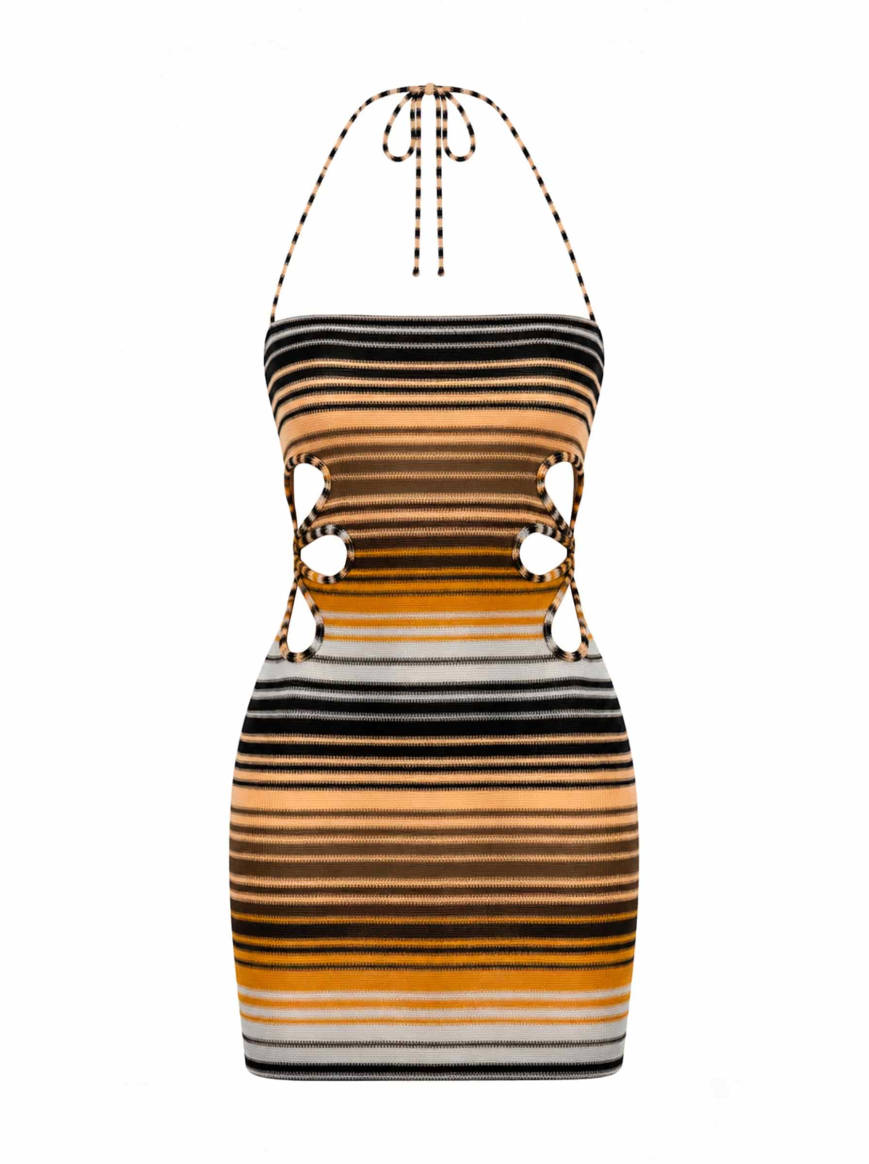 ROSITA DRESS BROWN MULTI STRIPE - miniatura 1