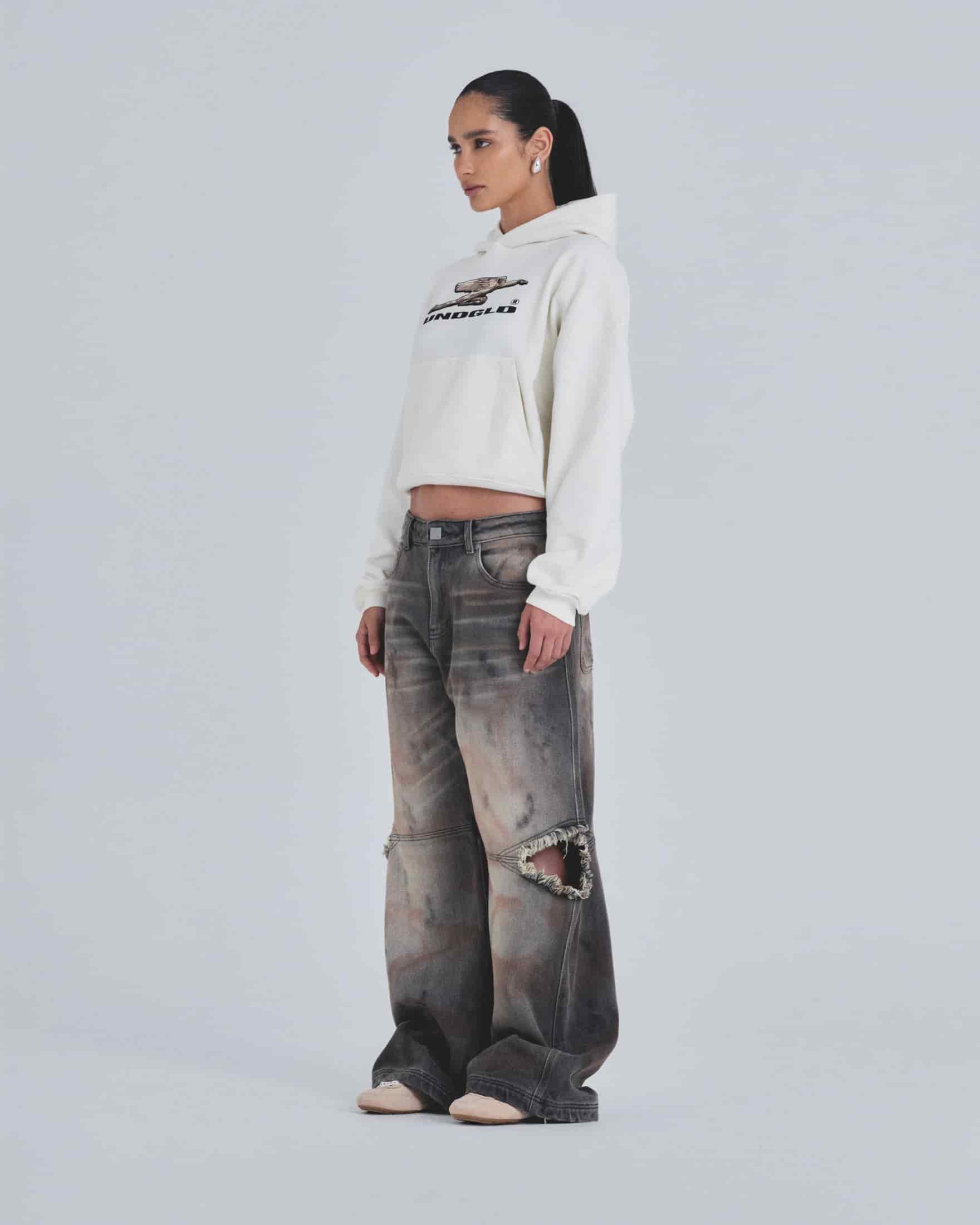 W Holy State Deco Boxy Fit Hoodie White - miniatura 5