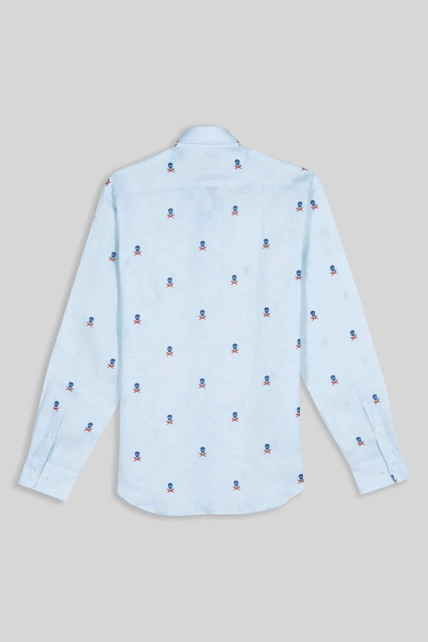Men's linen shirt separated skulls icement - miniatura 2