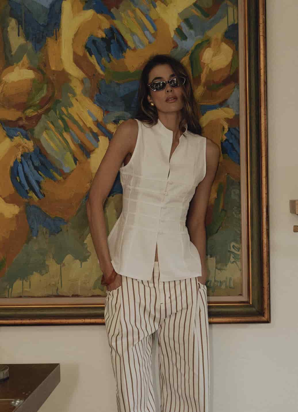 Top Nia de lino | Blanco - miniatura 4
