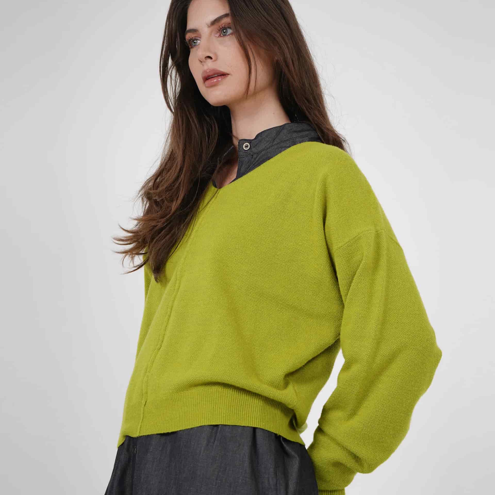 Sweater Cuello V Manga 3/ Cuartos - miniatura 3