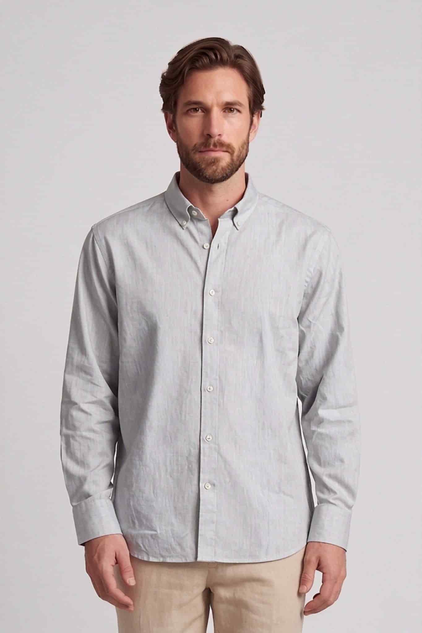 Camisa manga larga lino y algodón para hombre Jon Sonen 010226001 - miniatura 2