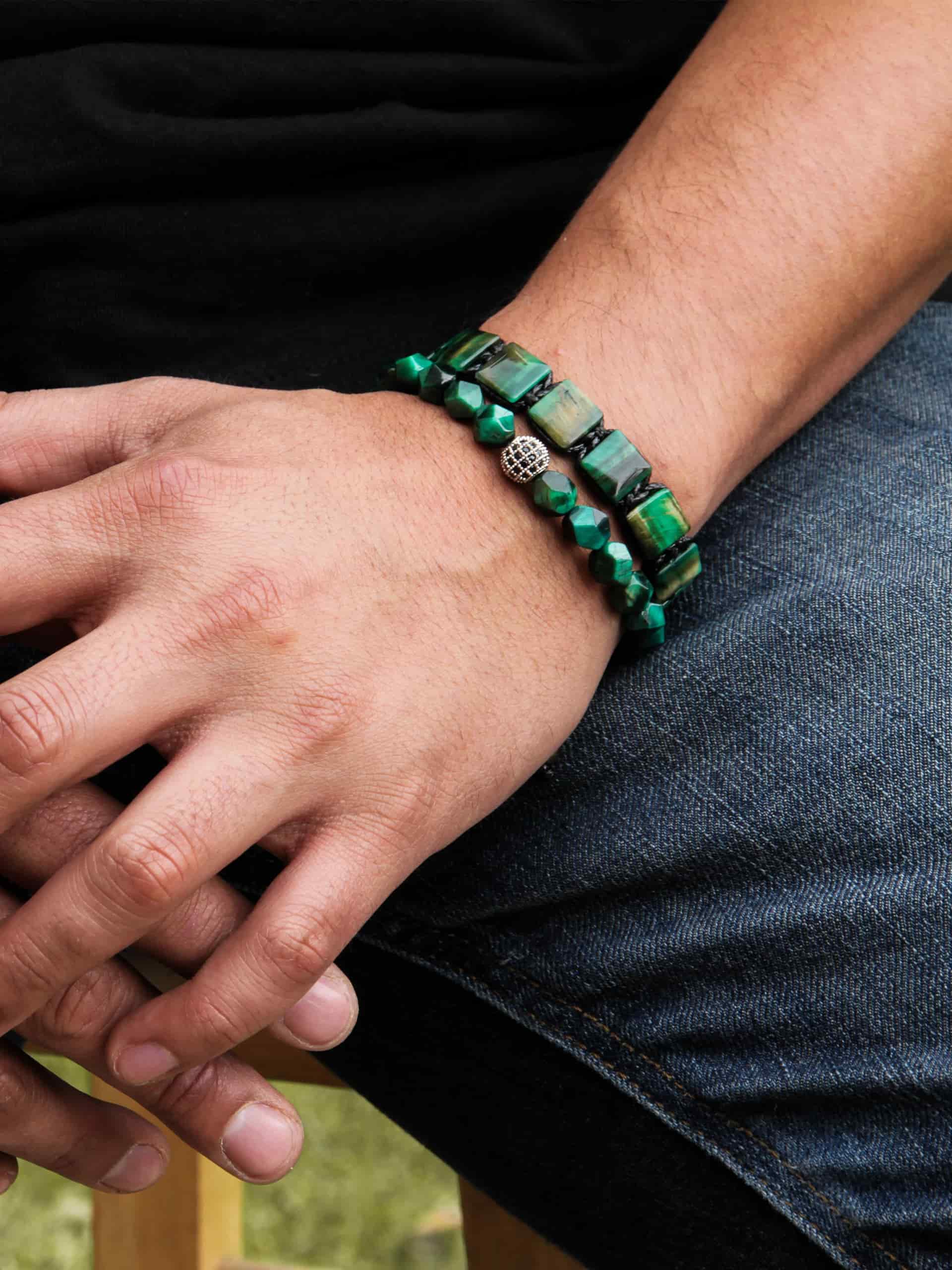 Brazalete Ojo de Tigre Verde Facetado 8mm - miniatura 3