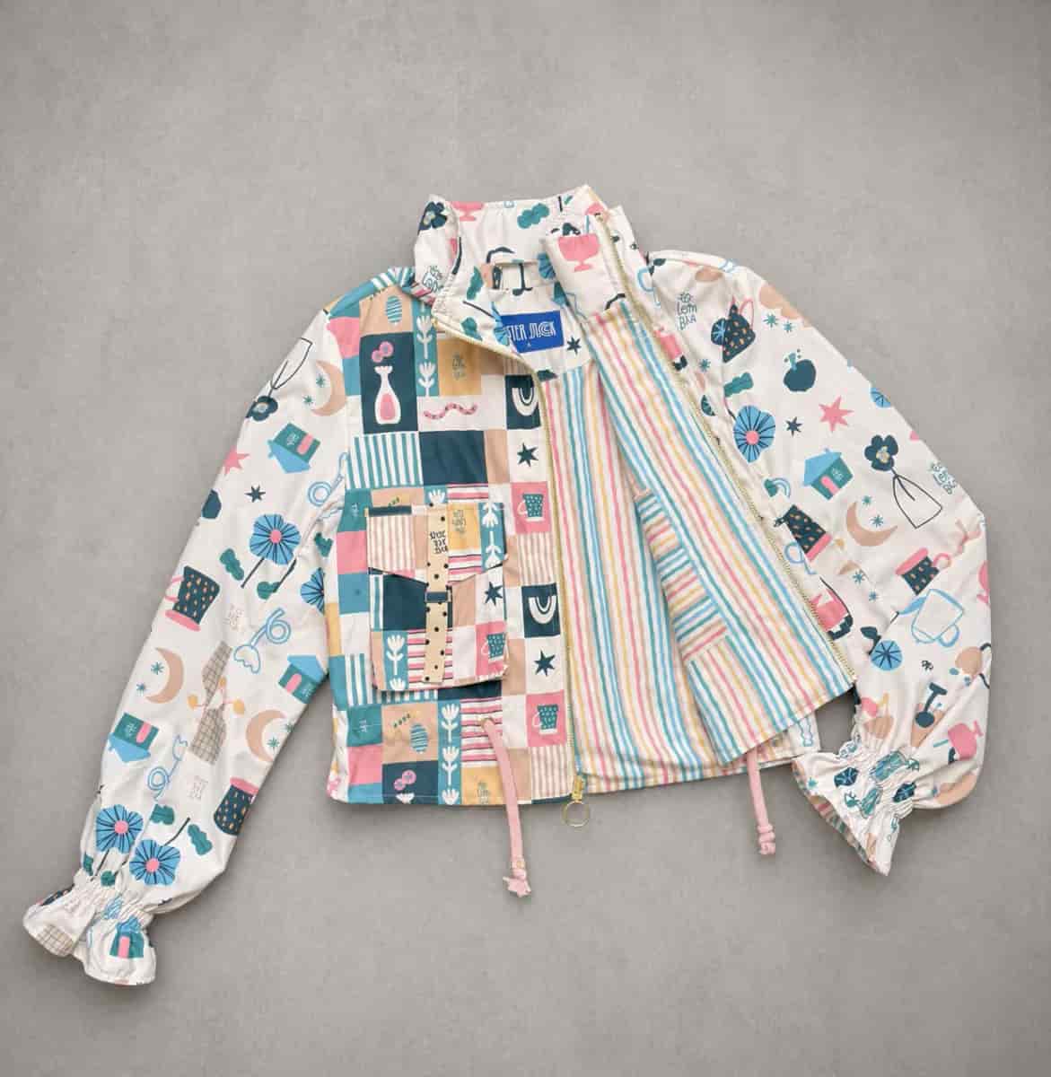 Chaqueta corta estampada crema - miniatura 3
