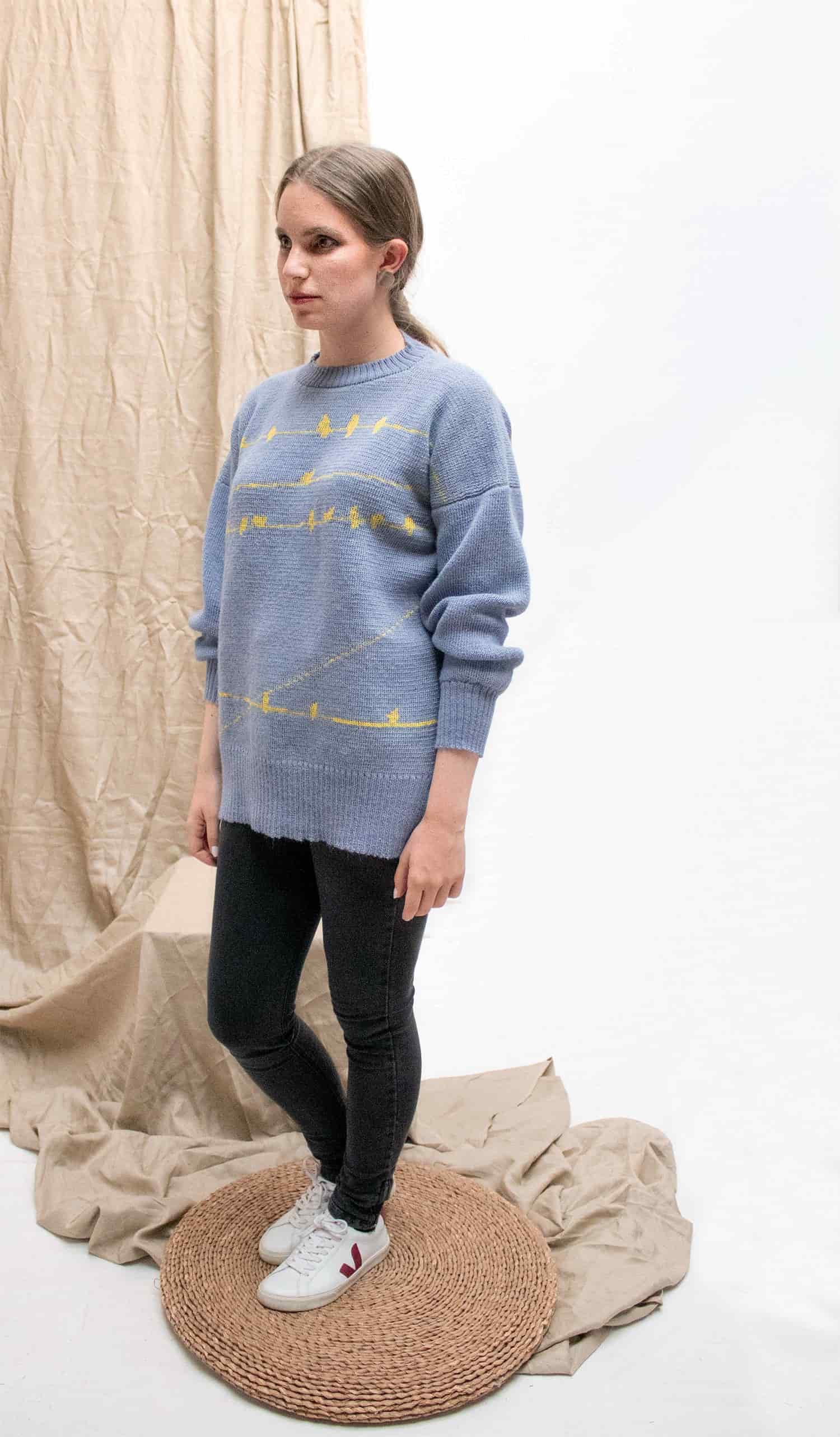 Suéter Pajaritos Alpaca - celeste y amarillo - miniatura 2