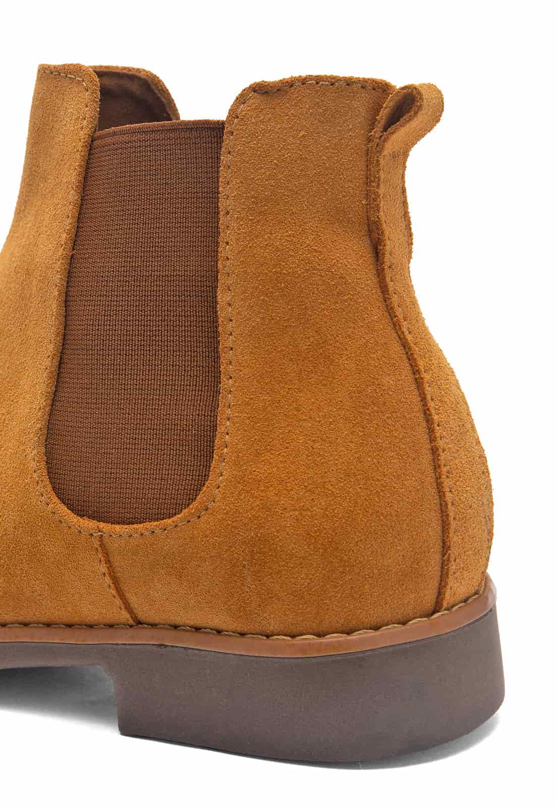 Botines chelsea camel en gamuza. - miniatura 8